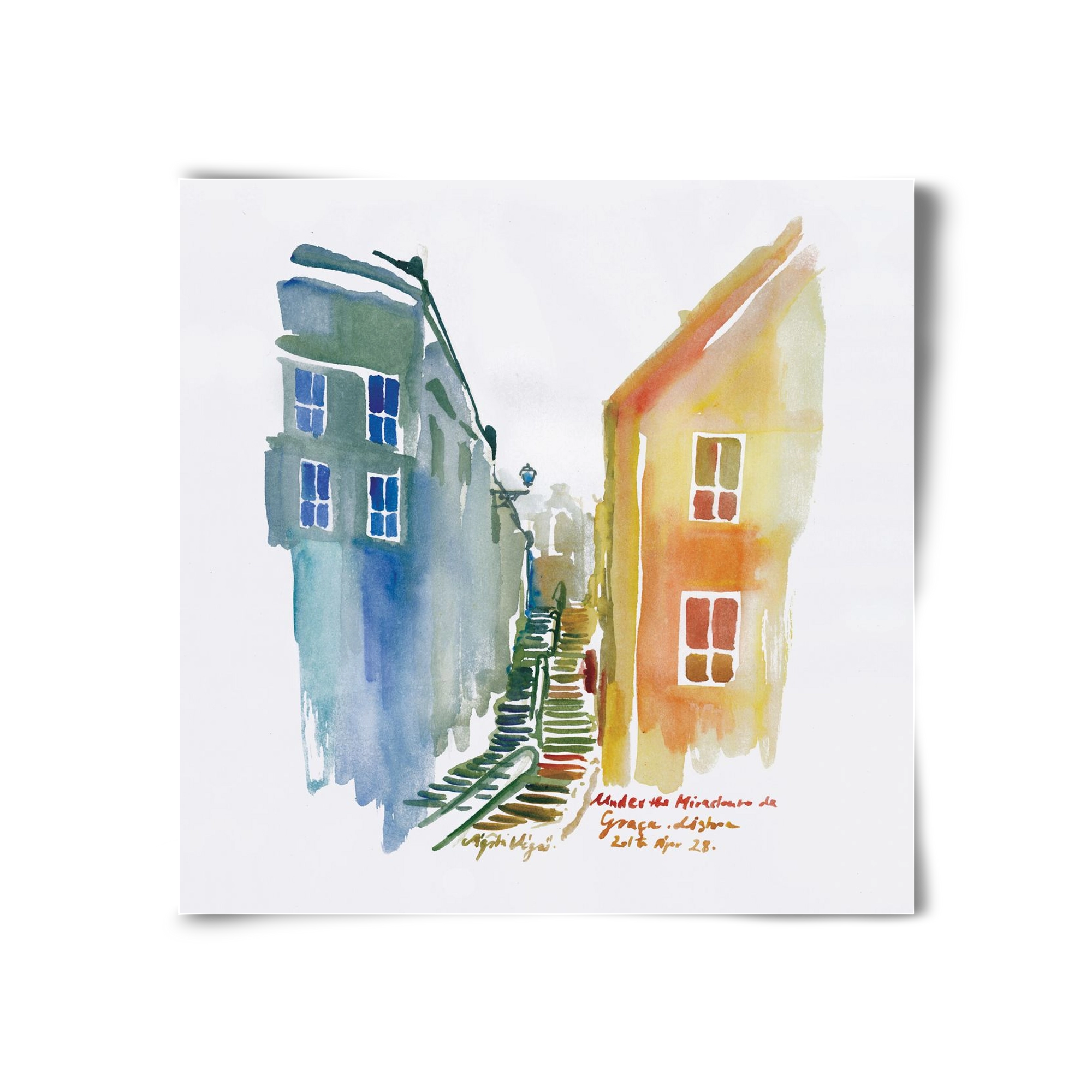 LISBON Aquarelle No.1v2, 30x30 cm, Keret nélkül