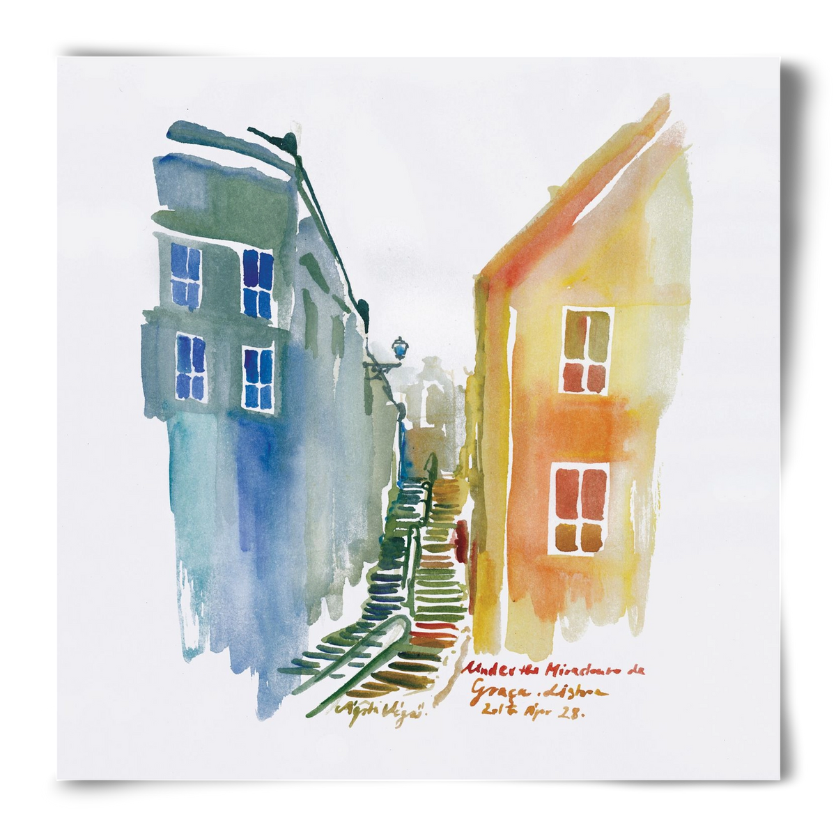 LISBON Aquarelle No.1v2, 50x50 cm, Keret nélkül