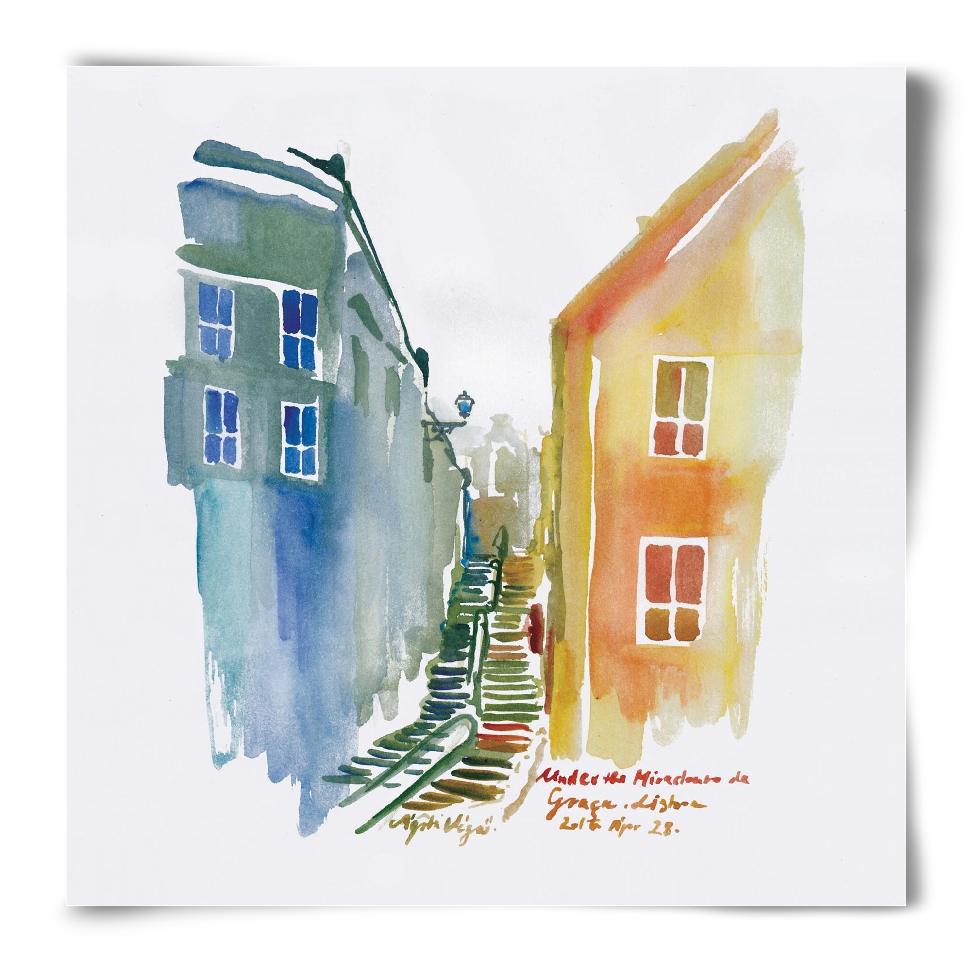 LISBON Aquarelle No.1v2, 50x50 cm, Keret nélkül