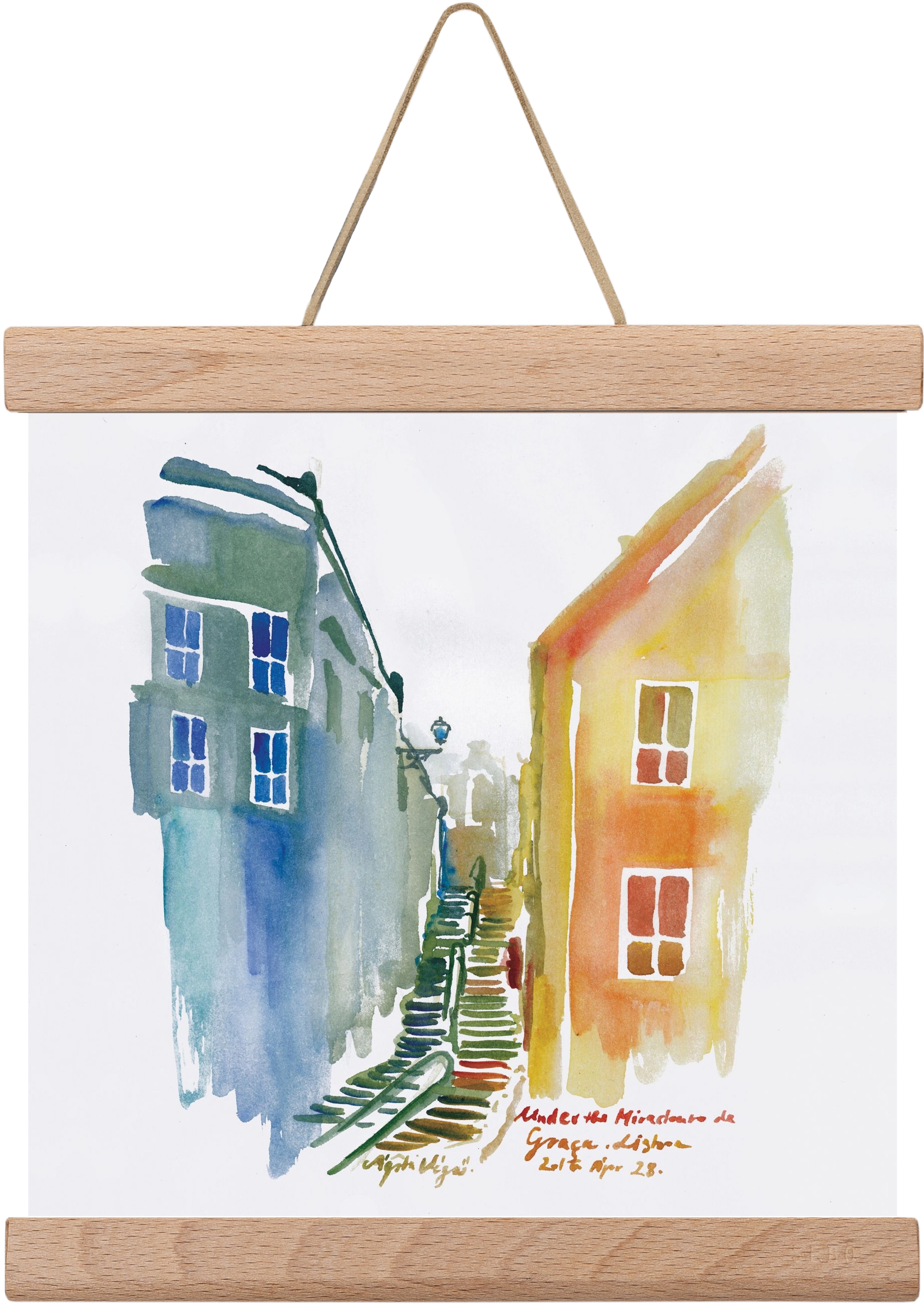 LISBON Aquarelle No.1v2, 20x20 cm (20x20 cm), Tölgy akasztó