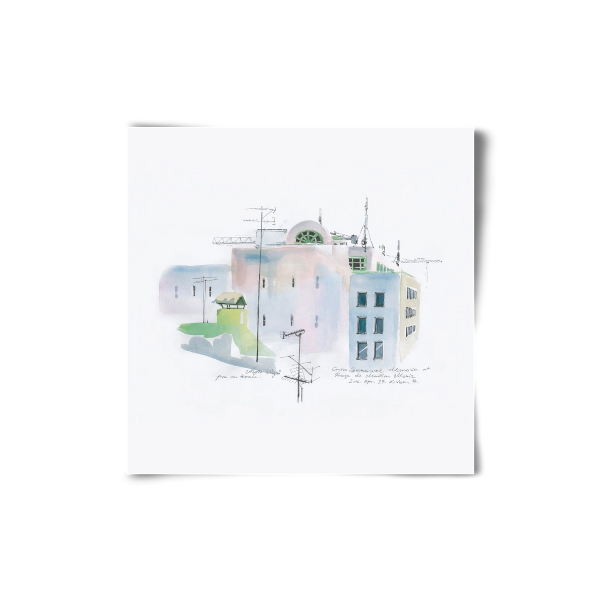 LISBON Aquarelle No.3, 20x20 cm, Keret nélkül