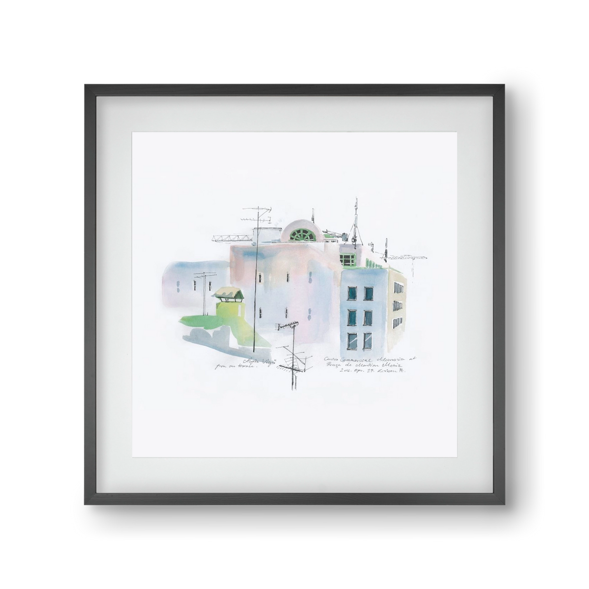 LISBON Aquarelle No.3, 30x30 cm (20x20 cm), Fekete keret, paszpartuval