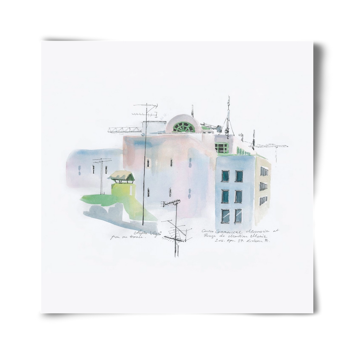 LISBON Aquarelle No.3, 40x40 cm, Keret nélkül
