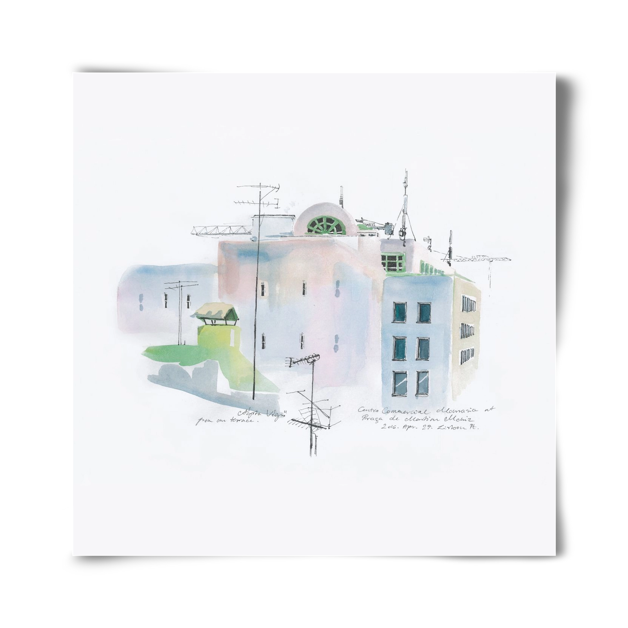 LISBON Aquarelle No.3, 40x40 cm, Keret nélkül