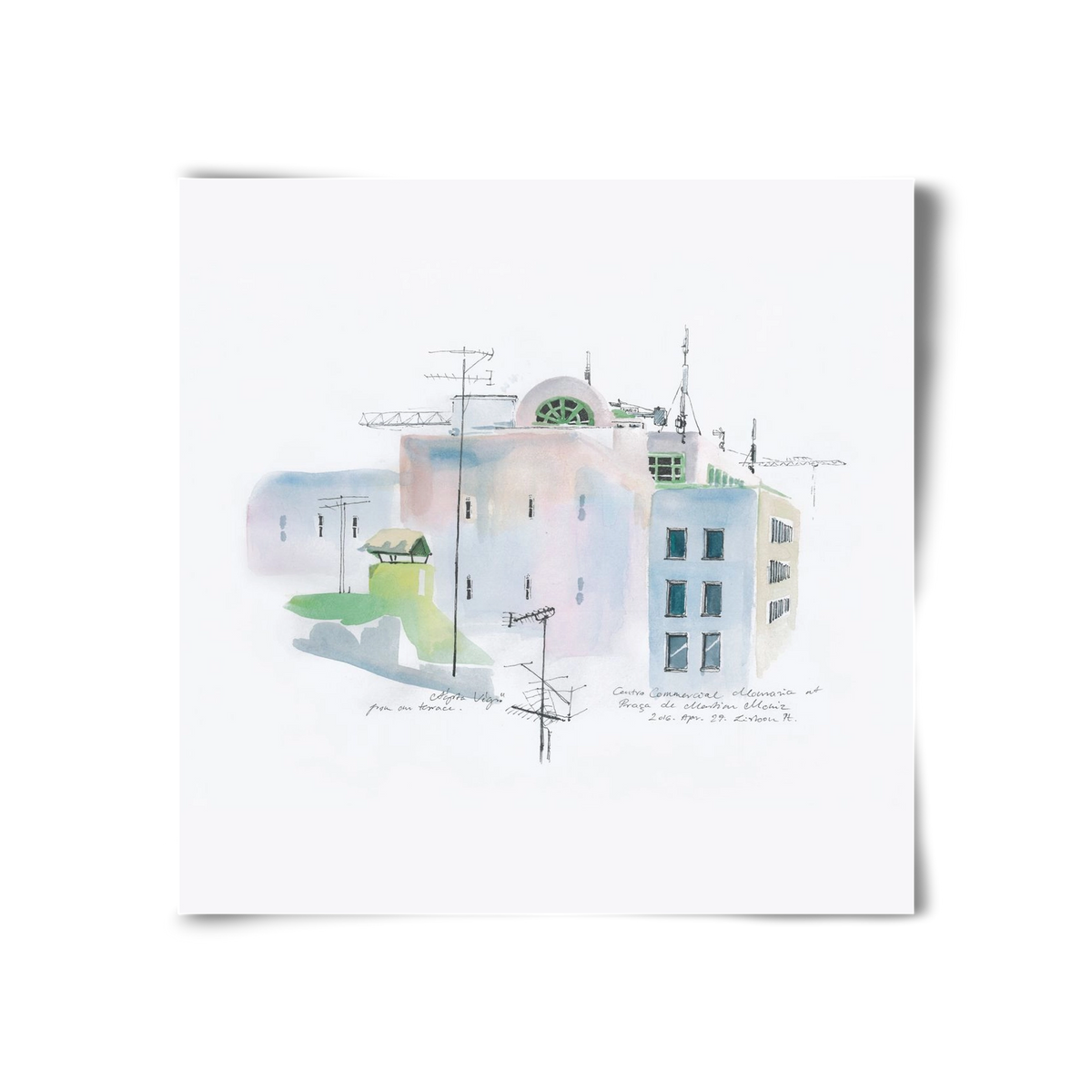 LISBON Aquarelle No.3, 30x30 cm, Keret nélkül