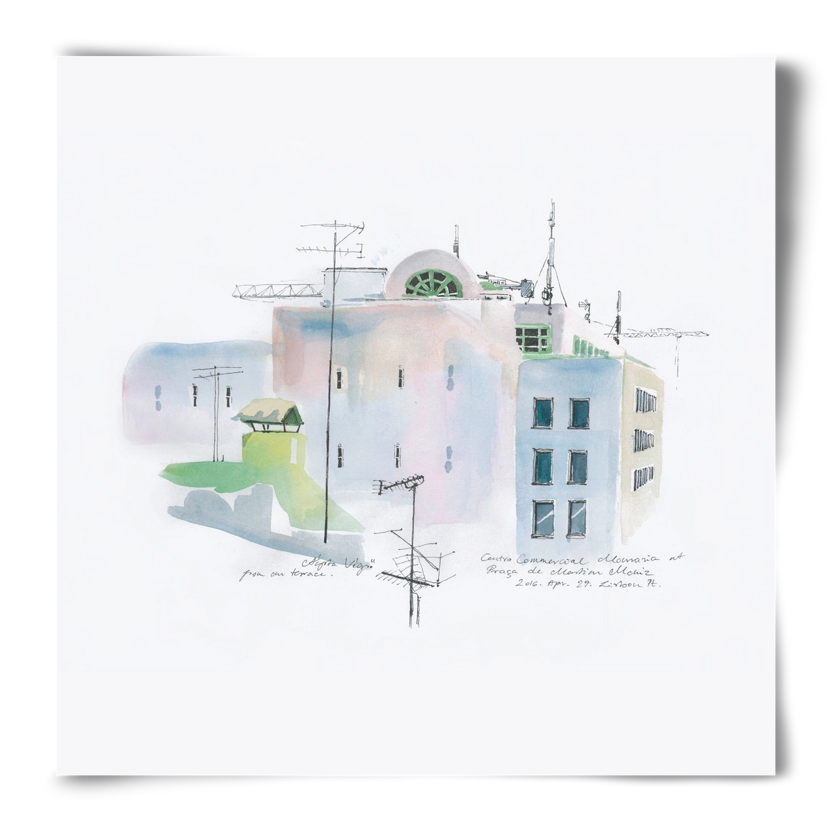 LISBON Aquarelle No.3, 50x50 cm, Keret nélkül