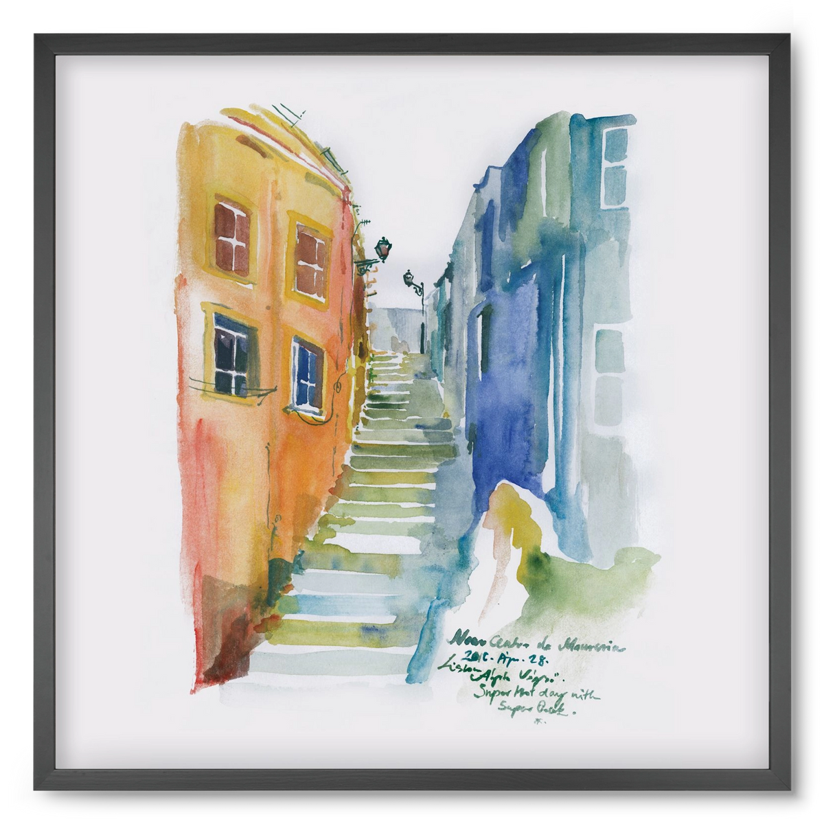 LISBON Aquarelle No.1, 50x50 cm (50x50 cm), Fekete keret