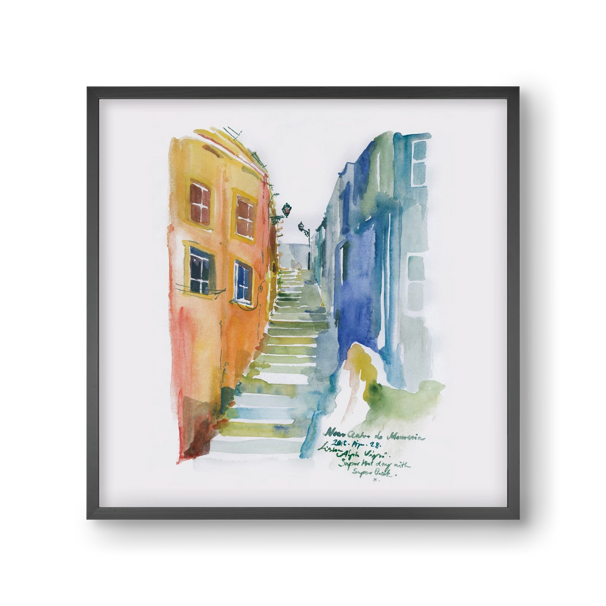 LISBON Aquarelle No.1, 30x30 cm (30x30 cm), Fekete keret