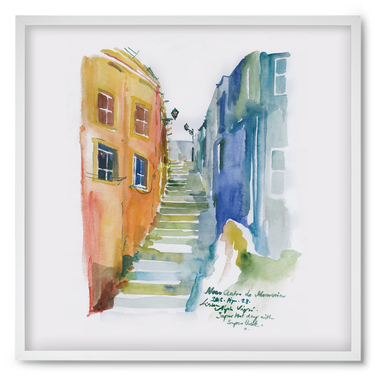 LISBON Aquarelle No.1, 50x50 cm (50x50 cm), Fehér keret