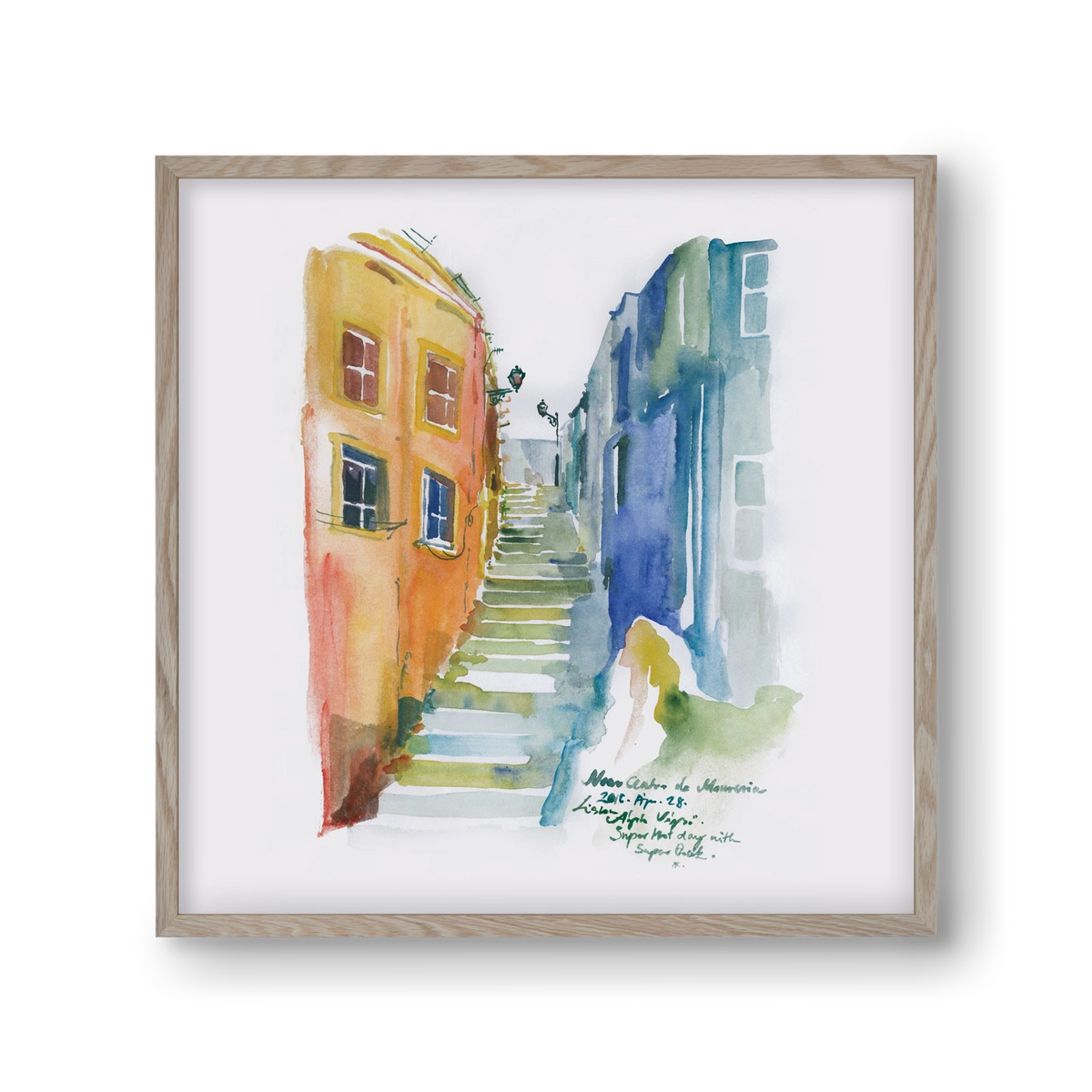 LISBON Aquarelle No.1, 30x30 cm (30x30 cm), Tölgy keret