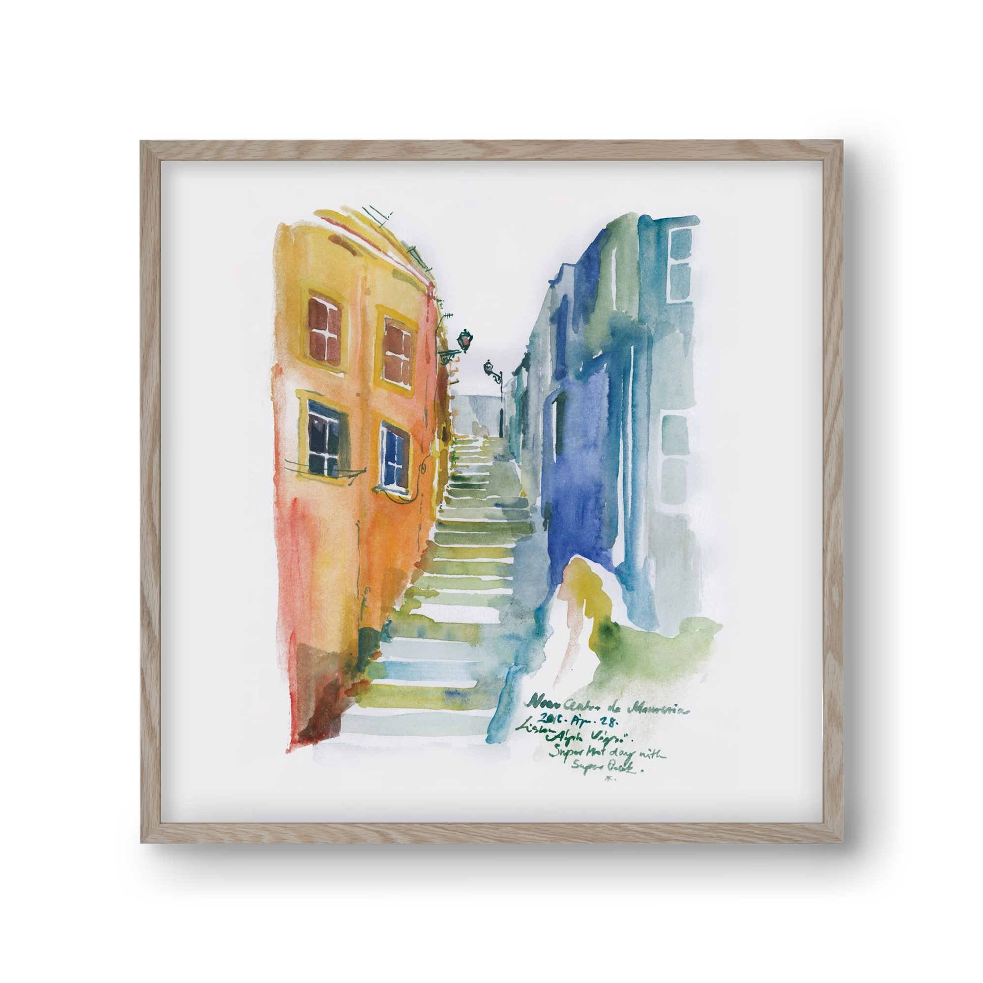 LISBON Aquarelle No.1, 30x30 cm (30x30 cm), Tölgy keret