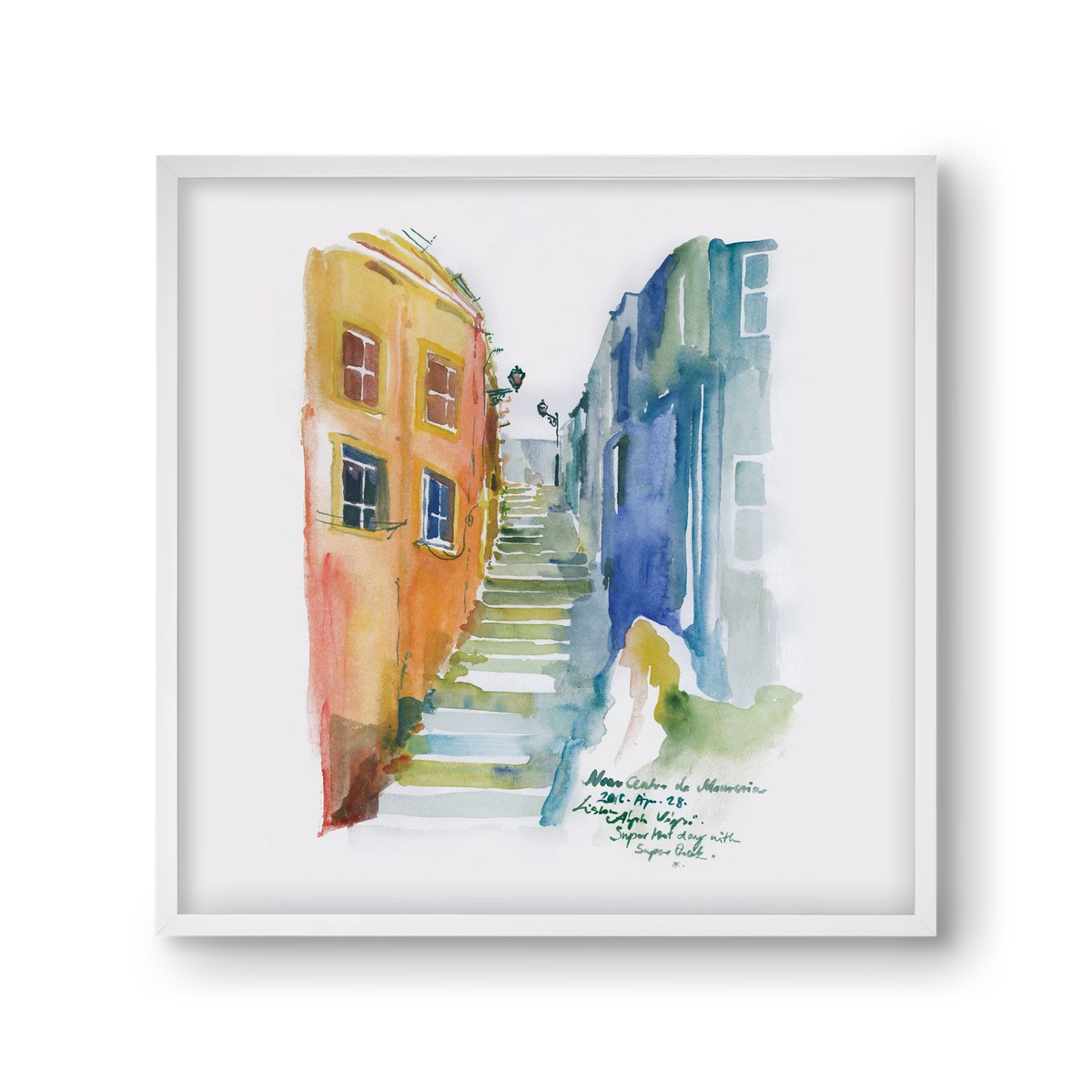 LISBON Aquarelle No.1, 30x30 cm (30x30 cm), Fehér keret