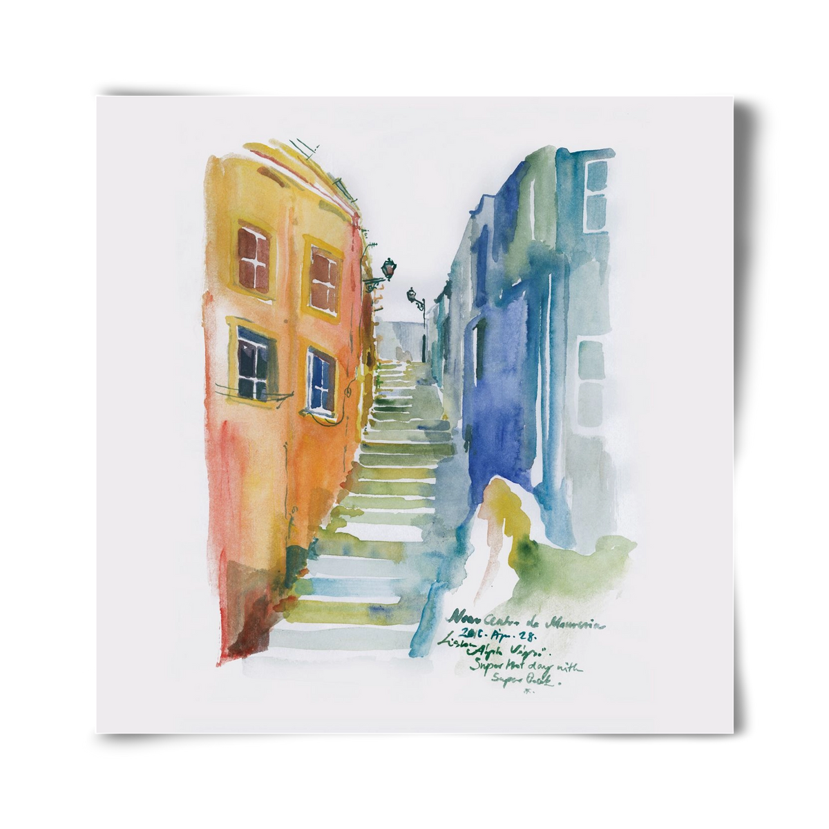 LISBON Aquarelle No.1, 40x40 cm, Keret nélkül