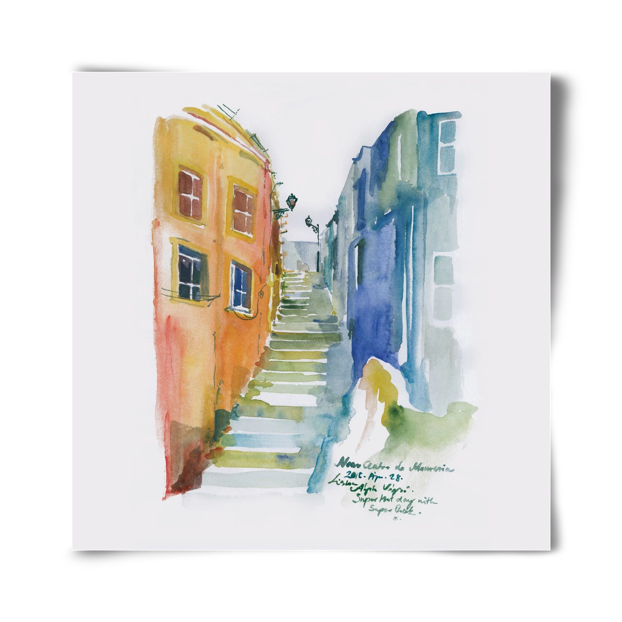 LISBON Aquarelle No.1, 40x40 cm, Keret nélkül