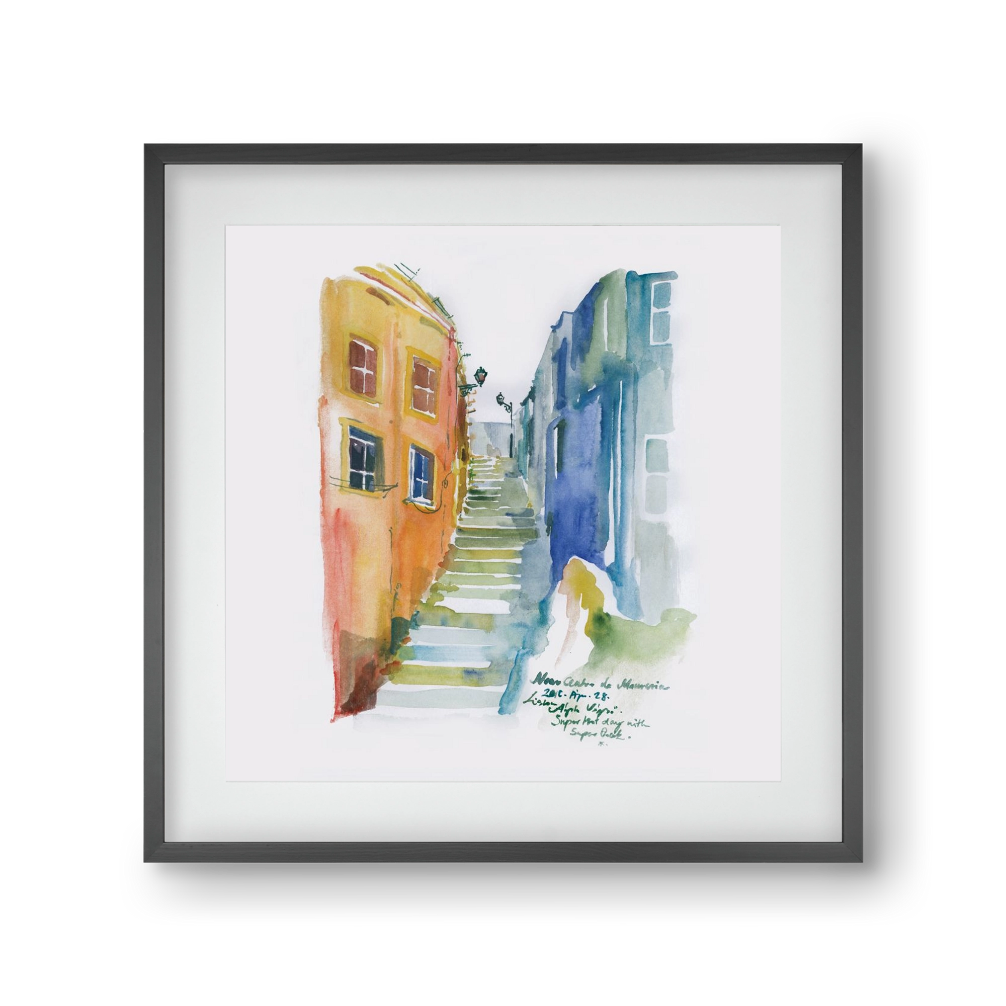 LISBON Aquarelle No.1, 30x30 cm (20x20 cm), Fekete keret, paszpartuval