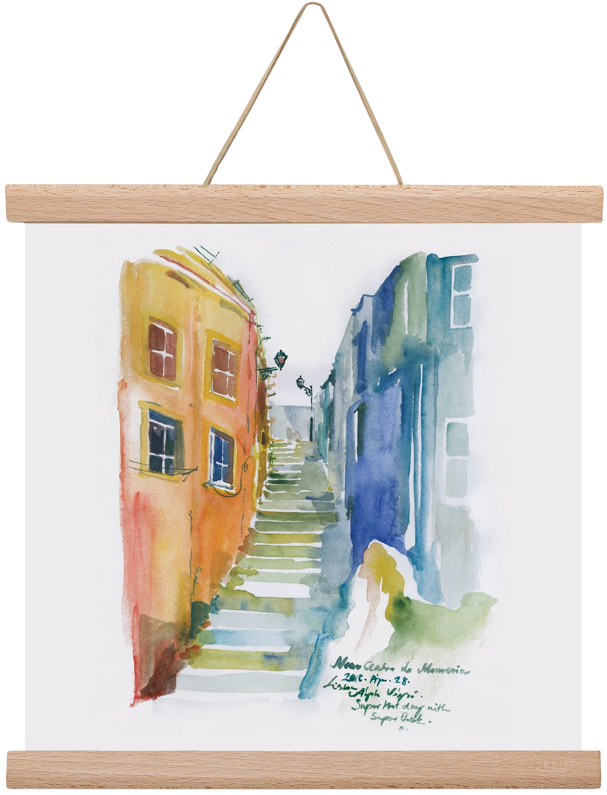 LISBON Aquarelle No.1, 30x30 cm (30x30 cm), Tölgy akasztó