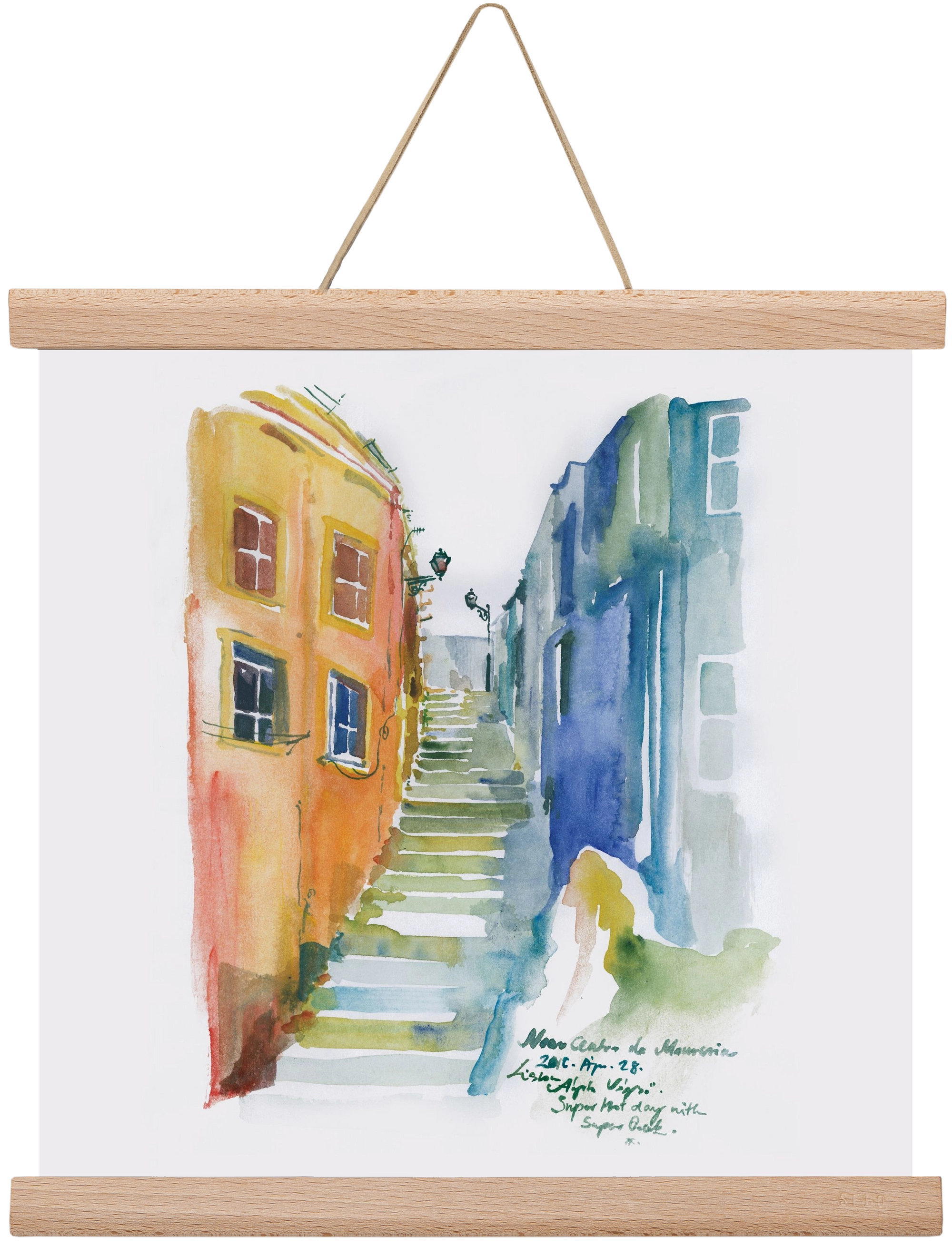 LISBON Aquarelle No.1, 30x30 cm (30x30 cm), Tölgy akasztó