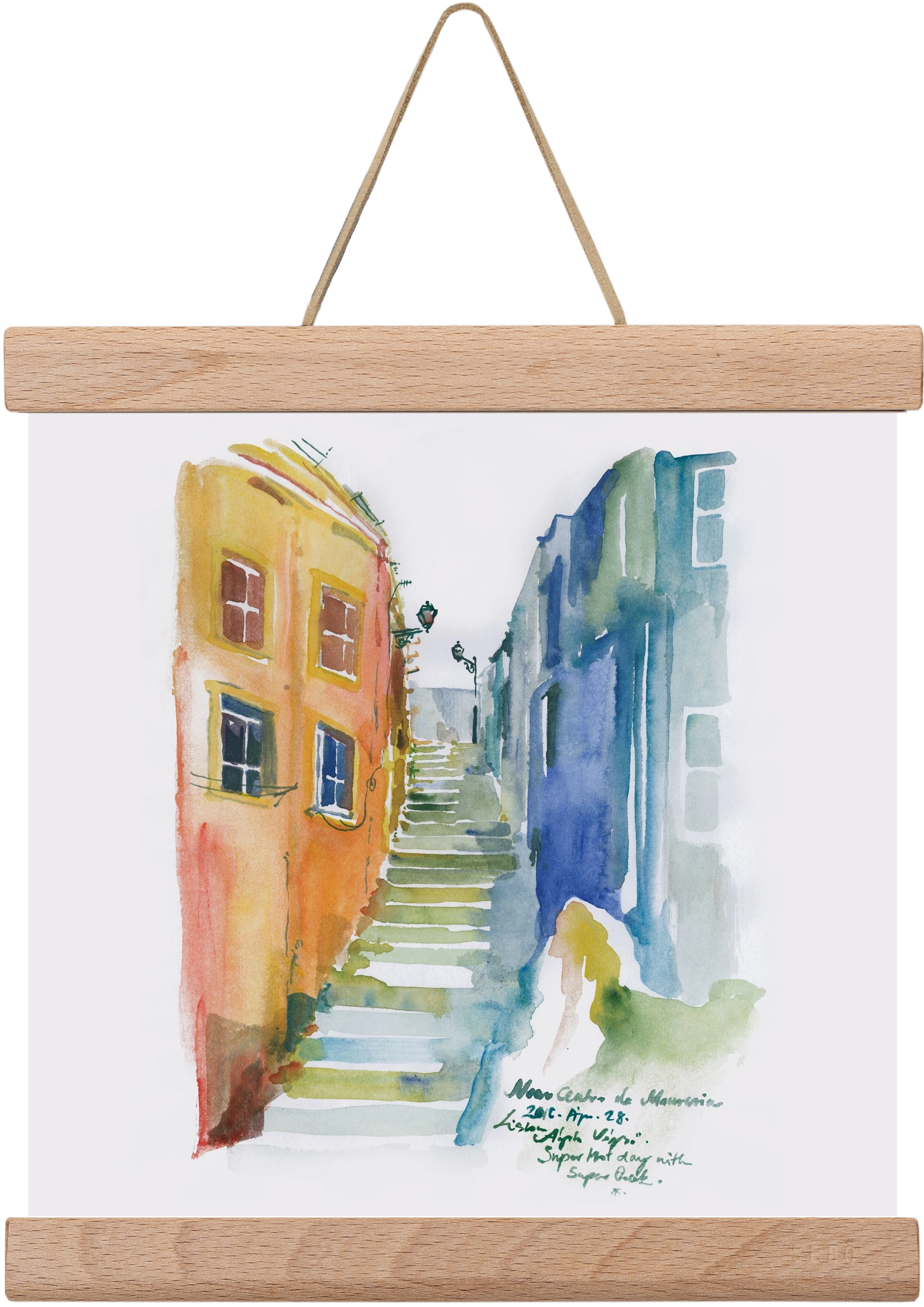 LISBON Aquarelle No.1, 20x20 cm (20x20 cm), Tölgy akasztó