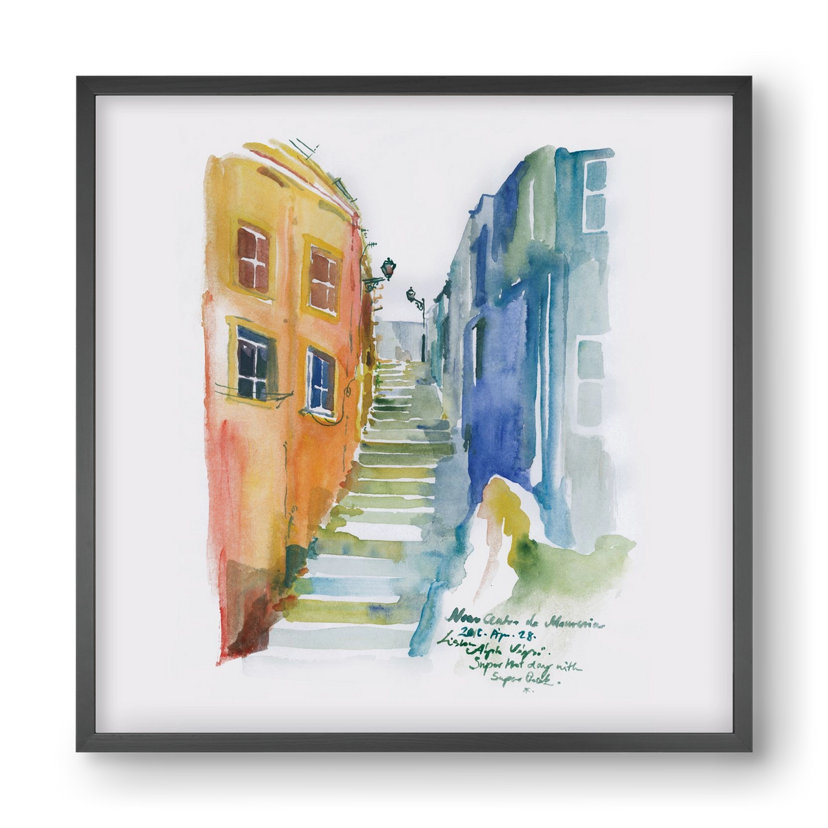 LISBON Aquarelle No.1, 40x40 cm (40x40 cm), Fekete keret
