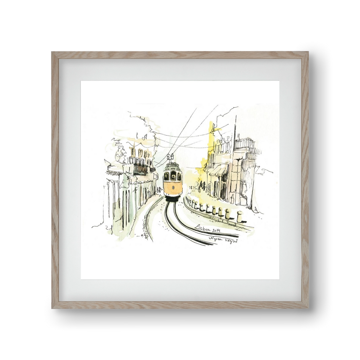 LISBON Aquarelle No.2, 30x30 cm (20x20 cm), Tölgy keret, paszpartuval