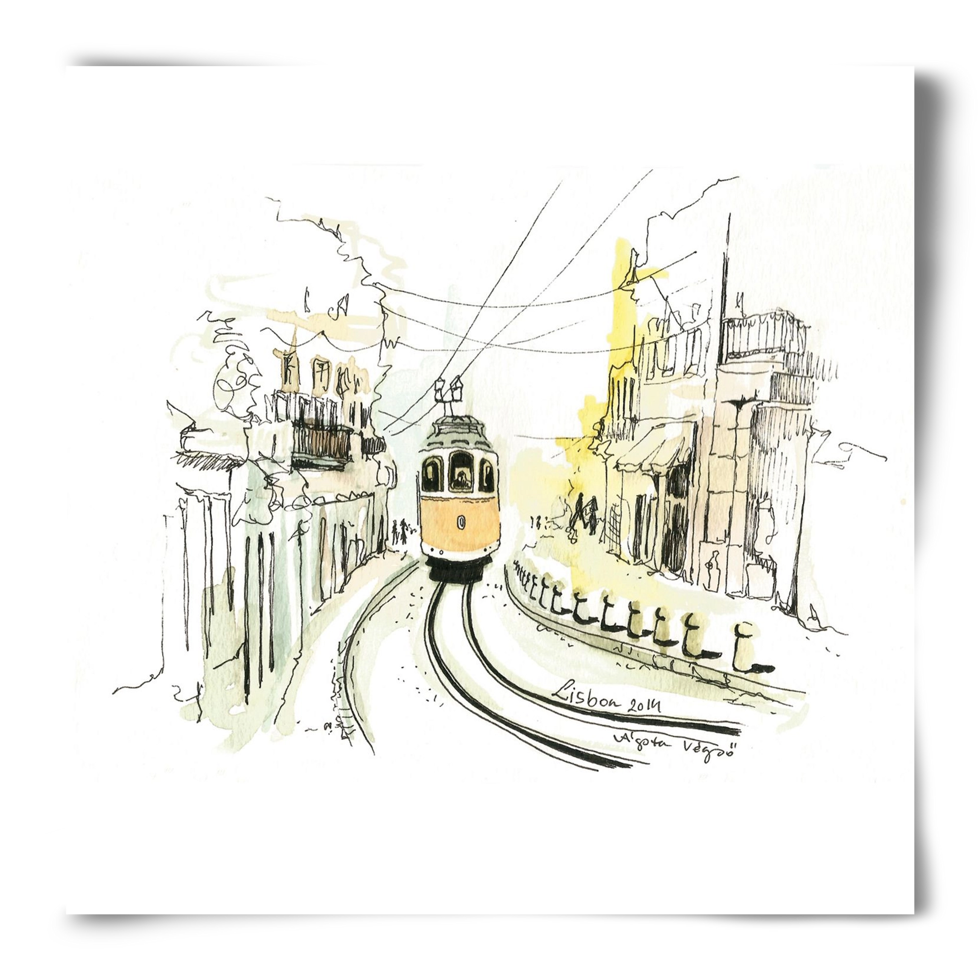 LISBON Aquarelle No.2, 50x50 cm, Keret nélkül