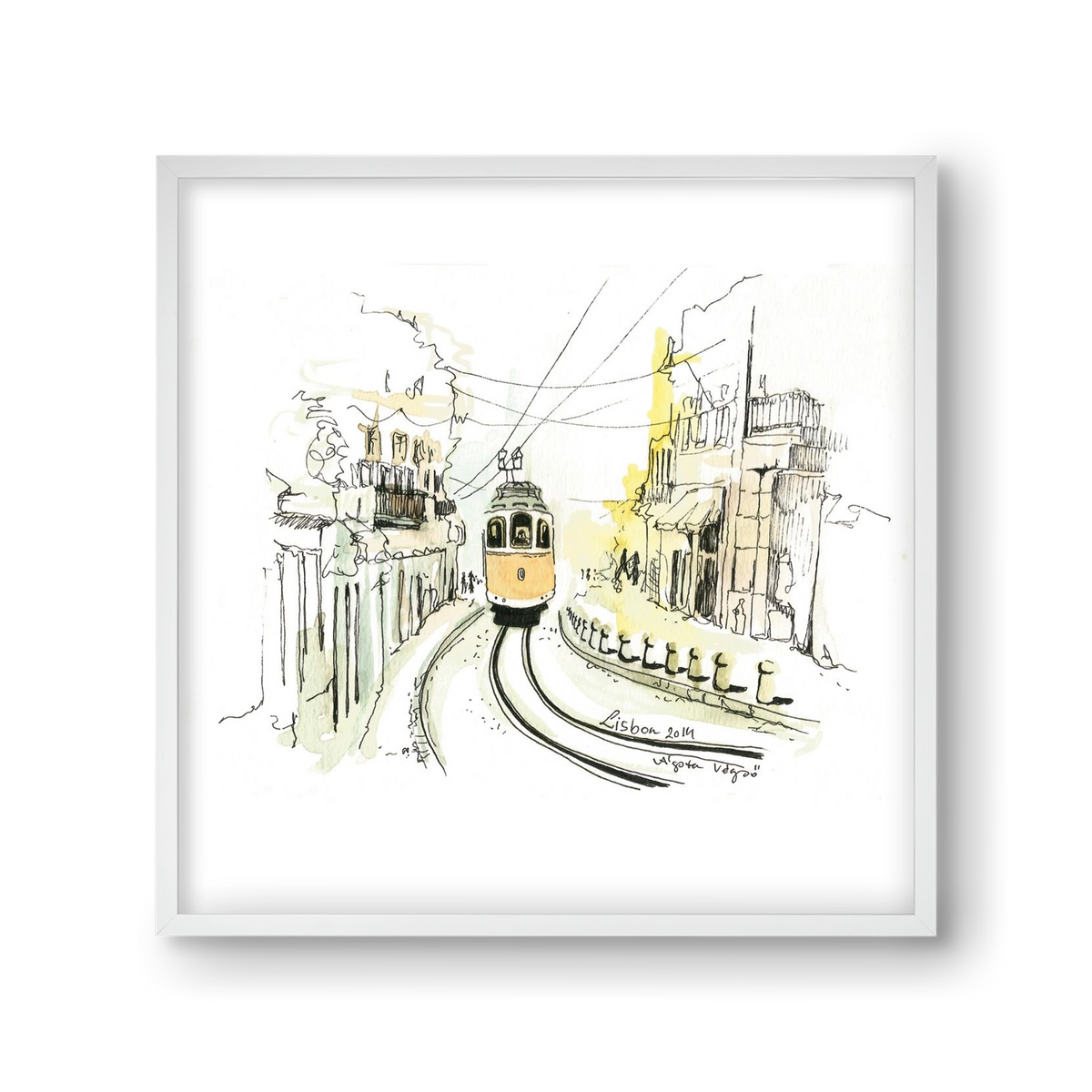 LISBON Aquarelle No.2, 30x30 cm (30x30 cm), Fehér keret