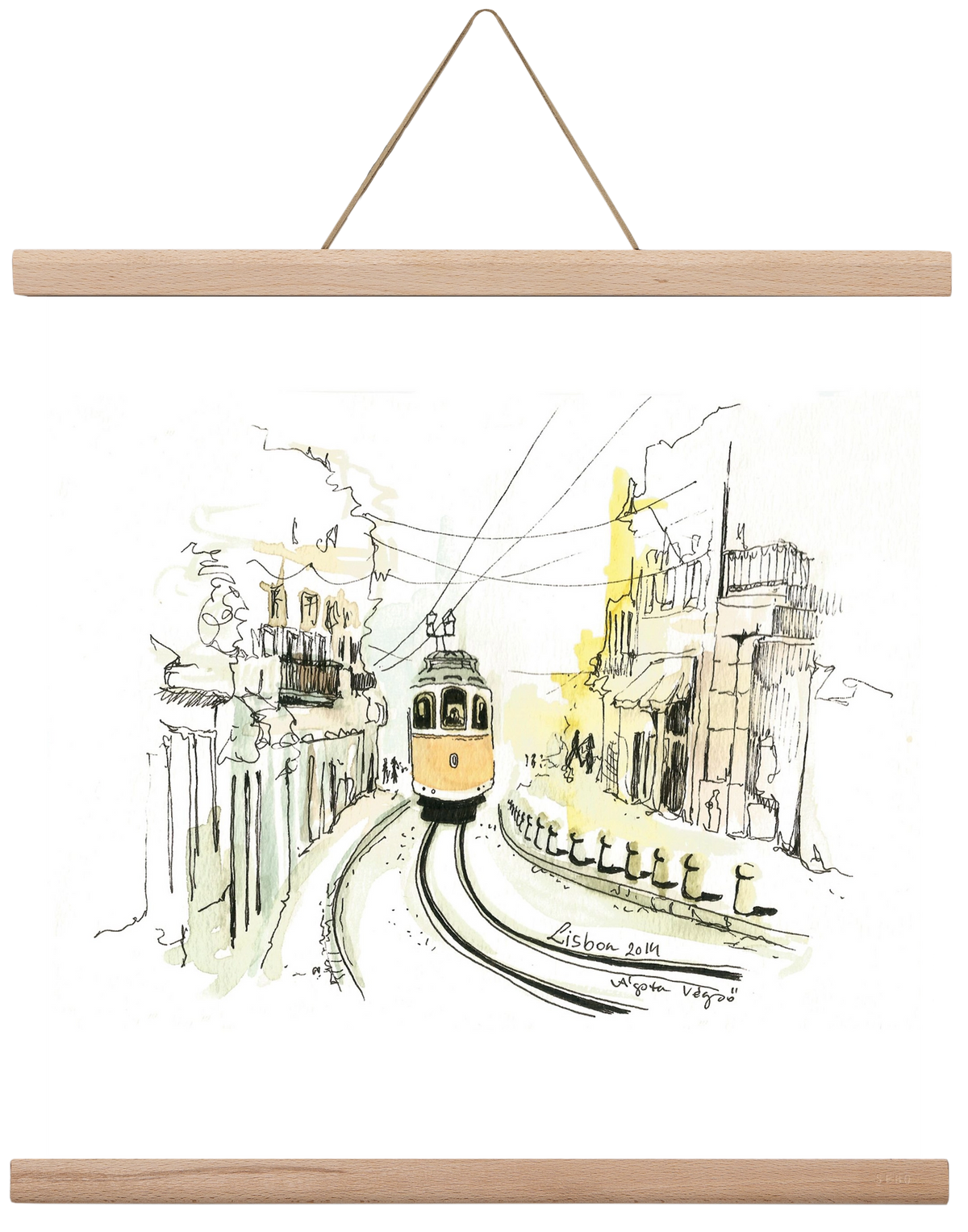 LISBON Aquarelle No.2, 40x40 cm (40x40 cm), Tölgy akasztó