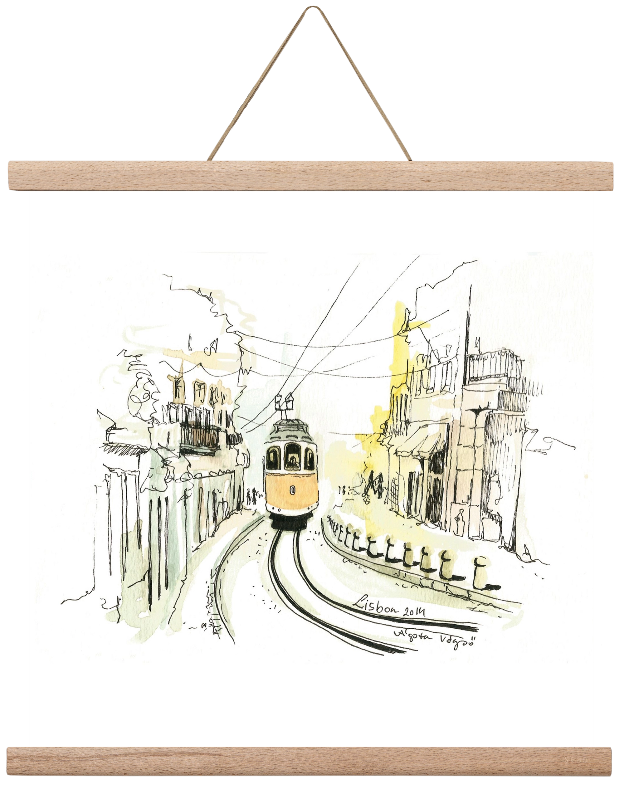 LISBON Aquarelle No.2, 40x40 cm (40x40 cm), Tölgy akasztó