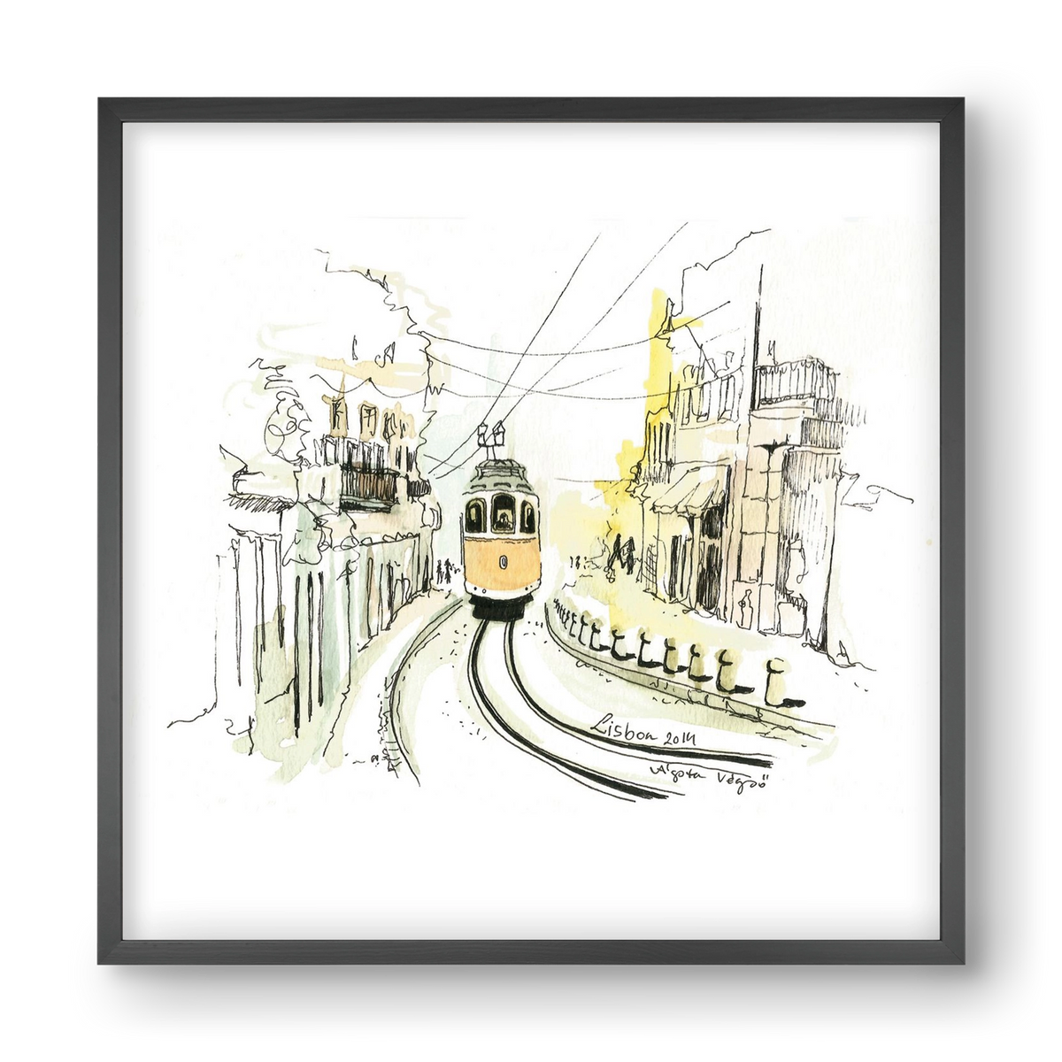 LISBON Aquarelle No.2, 40x40 cm (40x40 cm), Fekete keret