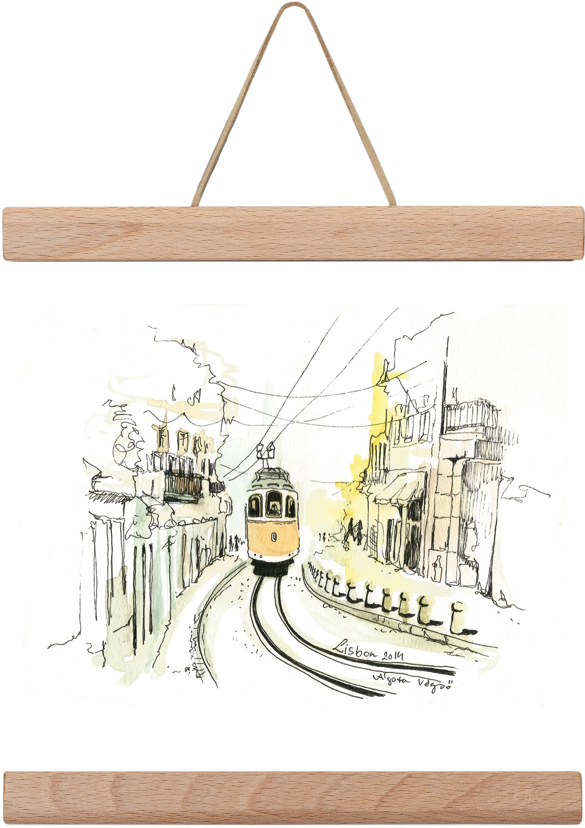 LISBON Aquarelle No.2, 20x20 cm (20x20 cm), Tölgy akasztó