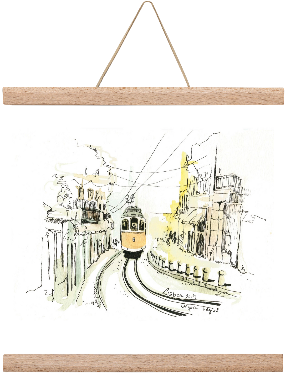 LISBON Aquarelle No.2, 30x30 cm (30x30 cm), Tölgy akasztó