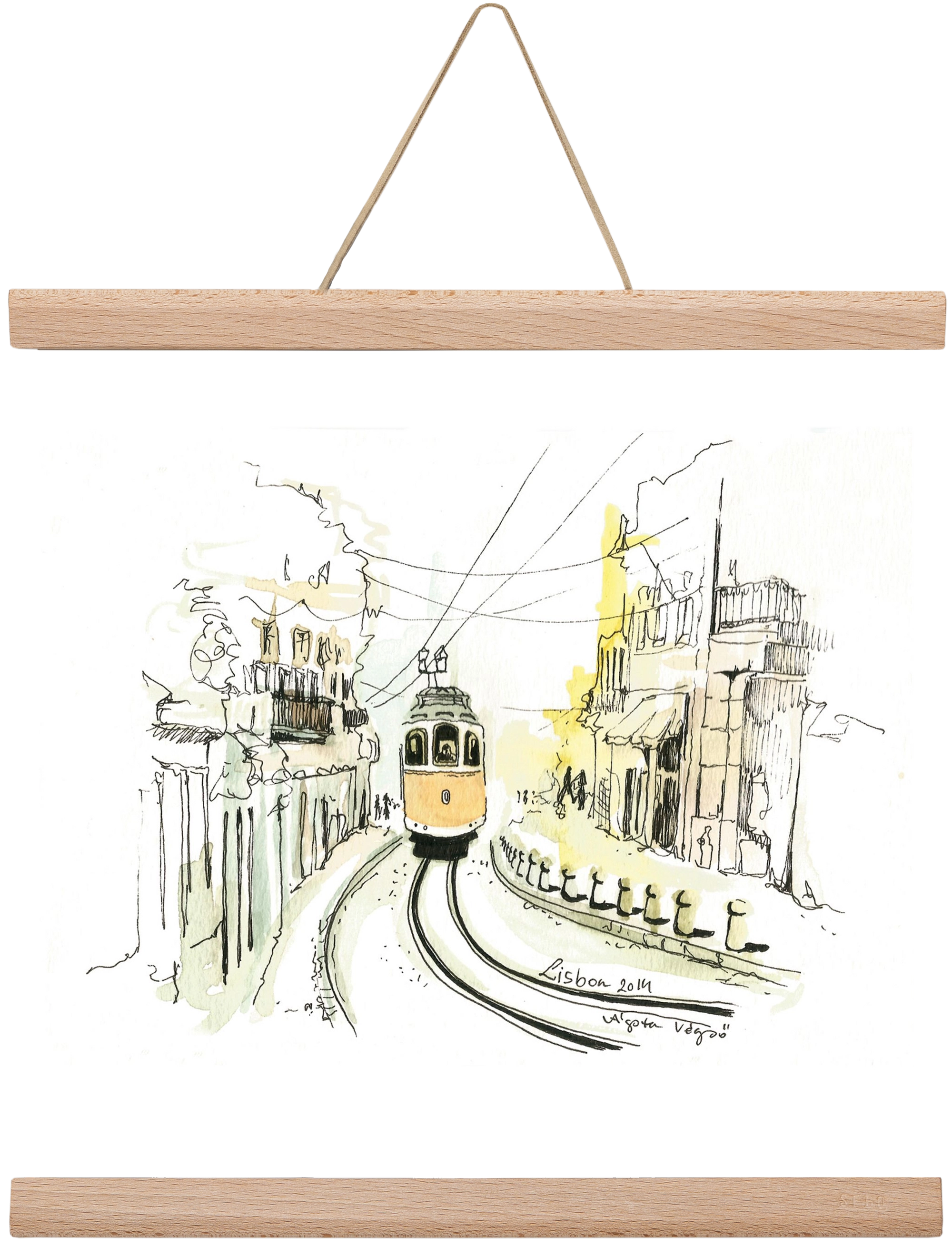 LISBON Aquarelle No.2, 30x30 cm (30x30 cm), Tölgy akasztó