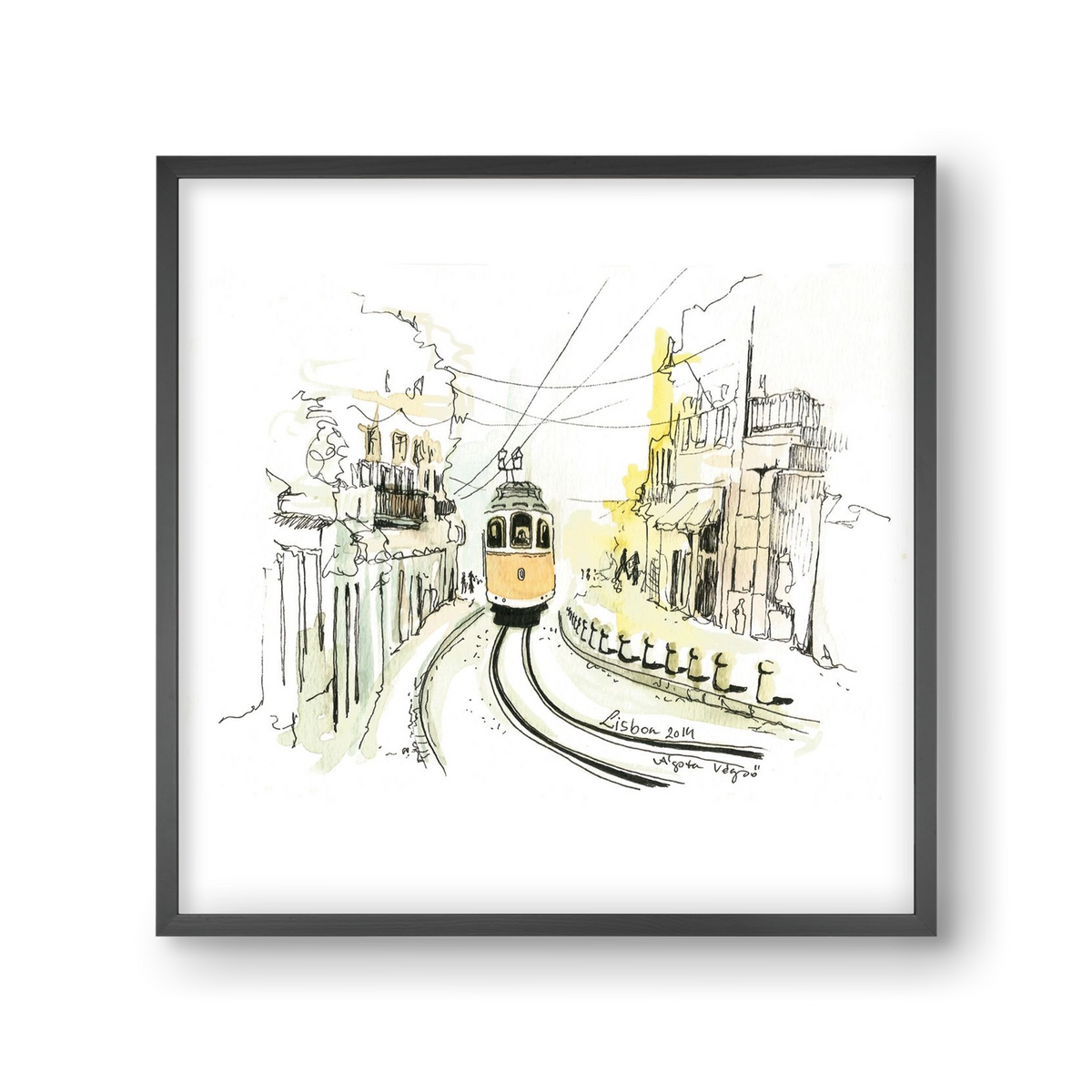 LISBON Aquarelle No.2, 30x30 cm (30x30 cm), Fekete keret