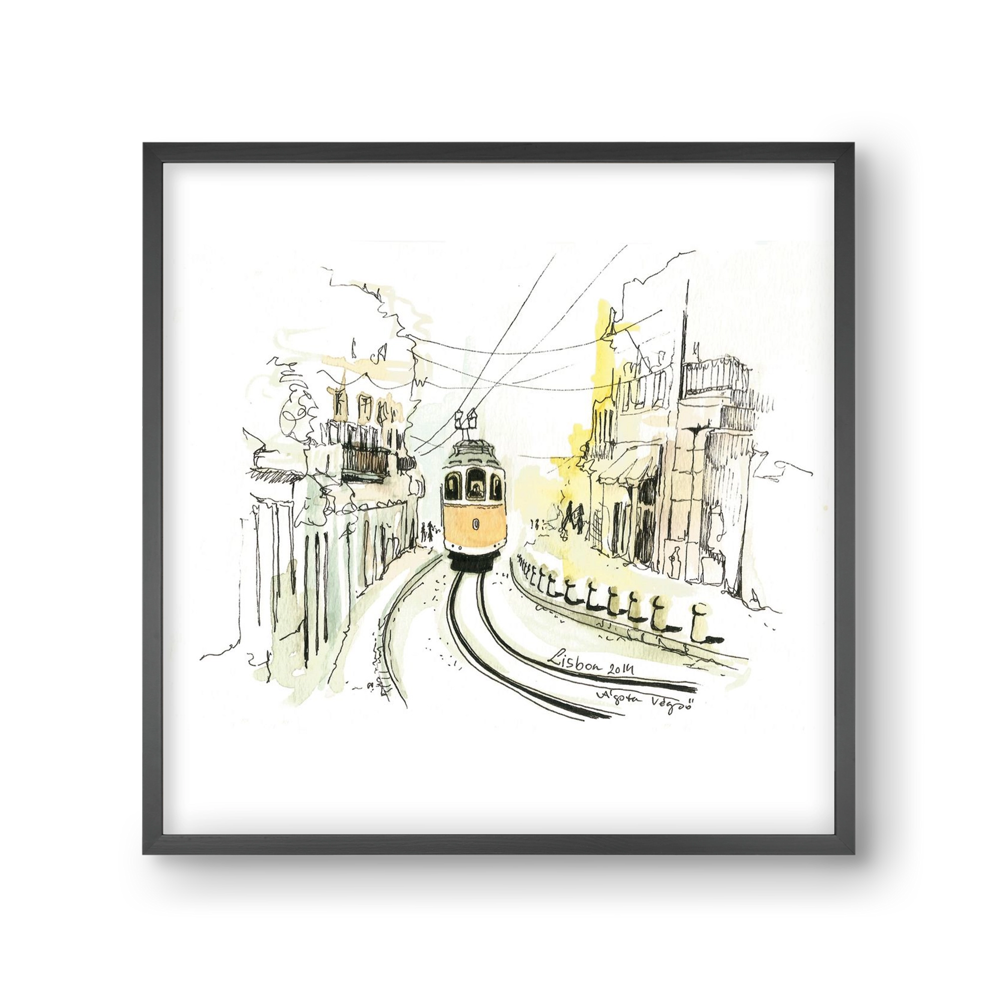 LISBON Aquarelle No.2, 30x30 cm (30x30 cm), Fekete keret