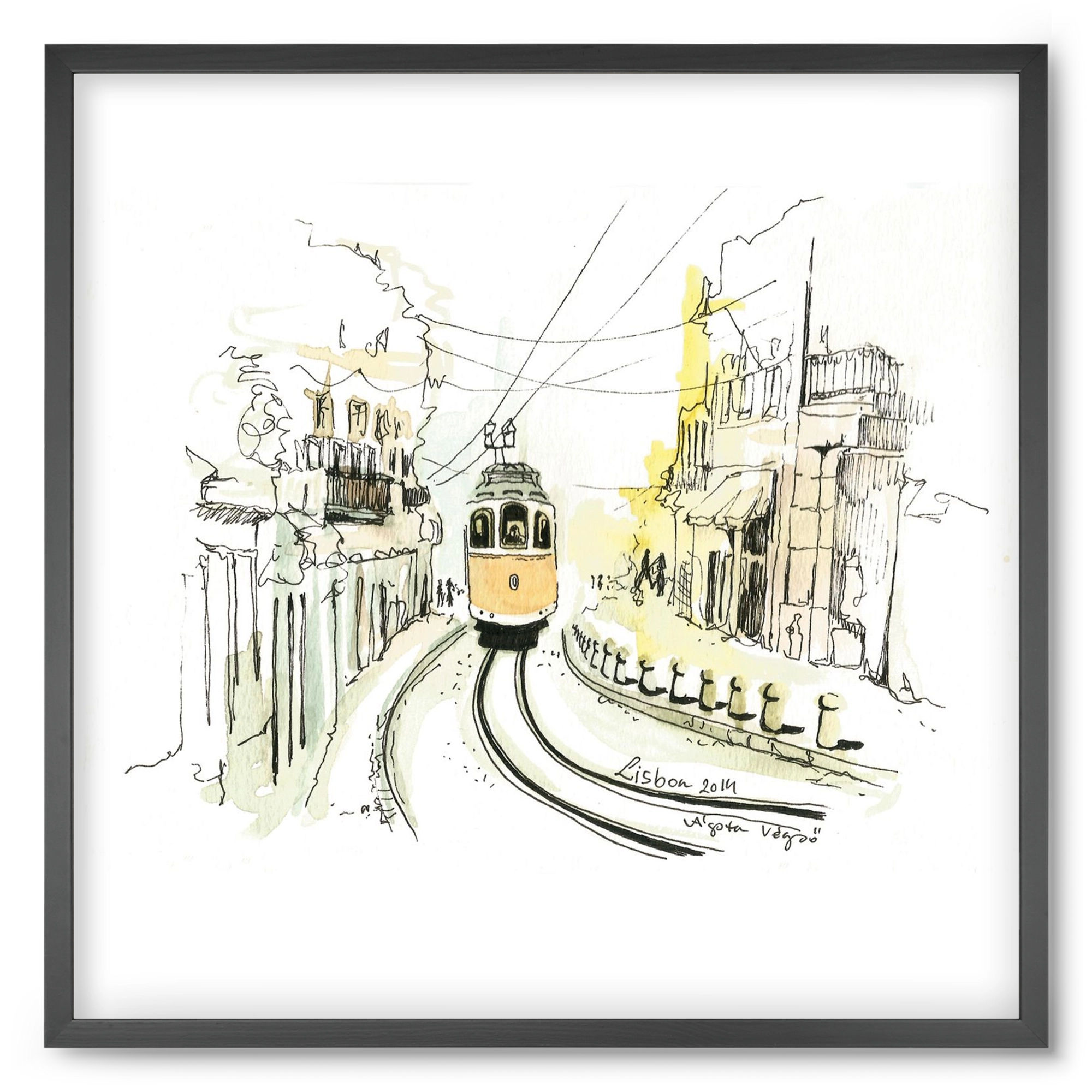 LISBON Aquarelle No.2, 50x50 cm (50x50 cm), Fekete keret