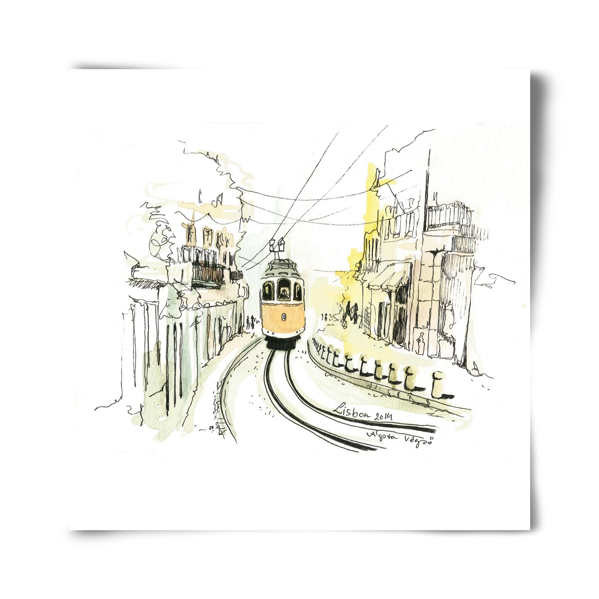 LISBON Aquarelle No.2, 40x40 cm, Keret nélkül