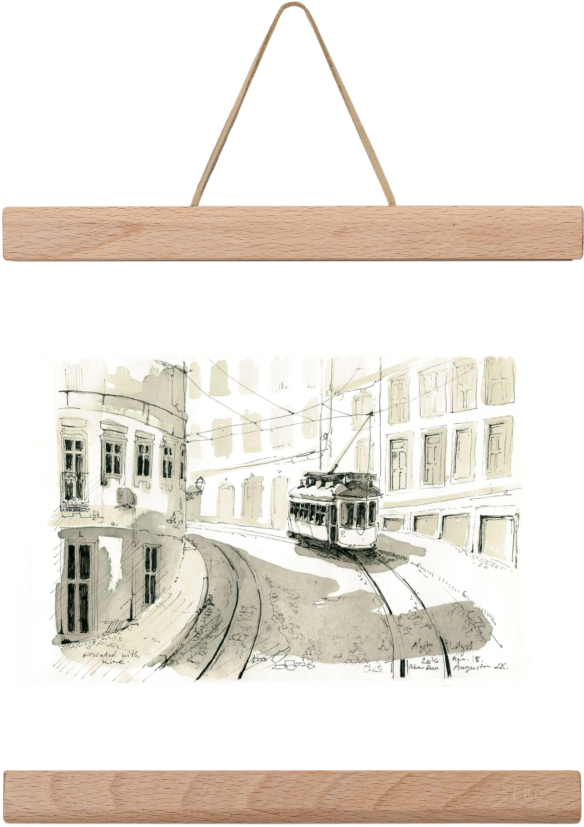 Lisbon Aquarelle No.5, 20x20 cm (20x20 cm), Tölgy akasztó