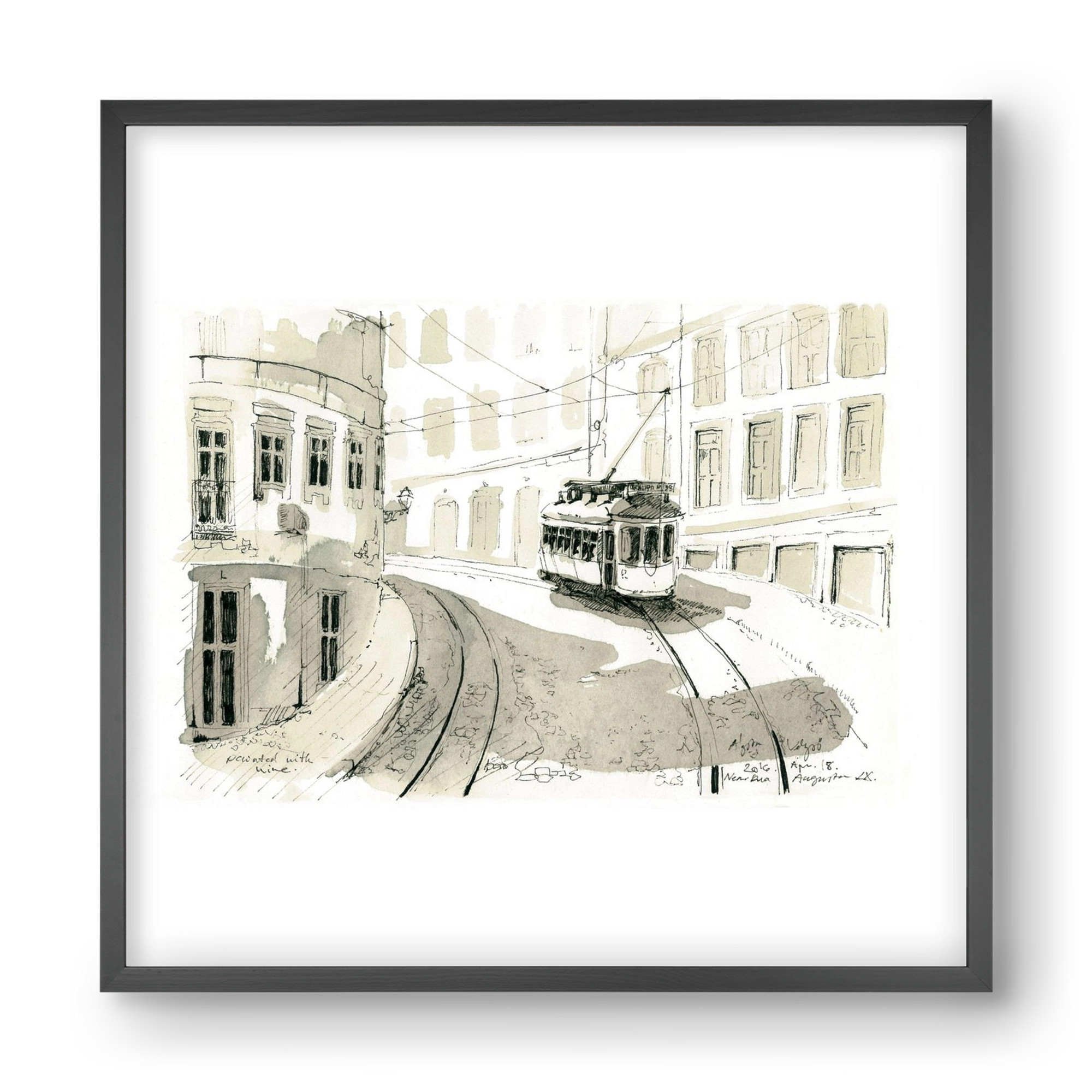 Lisbon Aquarelle No.5, 40x40 cm (40x40 cm), Fekete keret