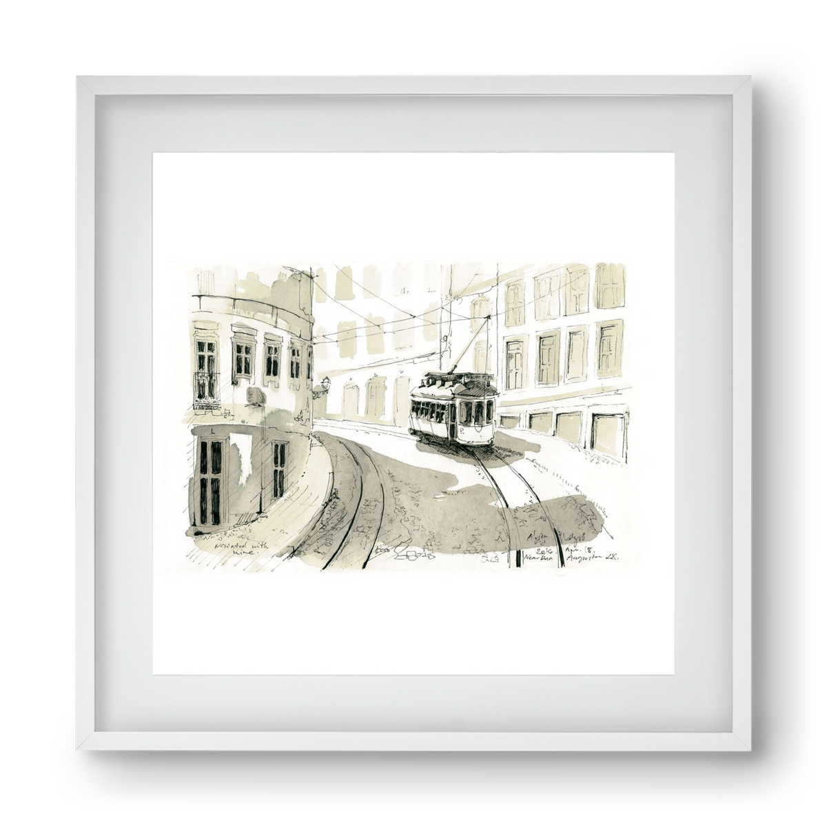 Lisbon Aquarelle No.5, 40x40 cm (30x30 cm), Fehér keret, paszpartuval