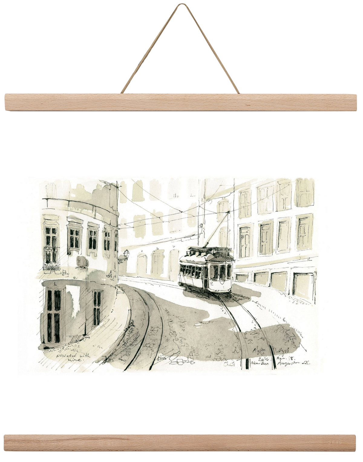 Lisbon Aquarelle No.5, 40x40 cm (40x40 cm), Tölgy akasztó