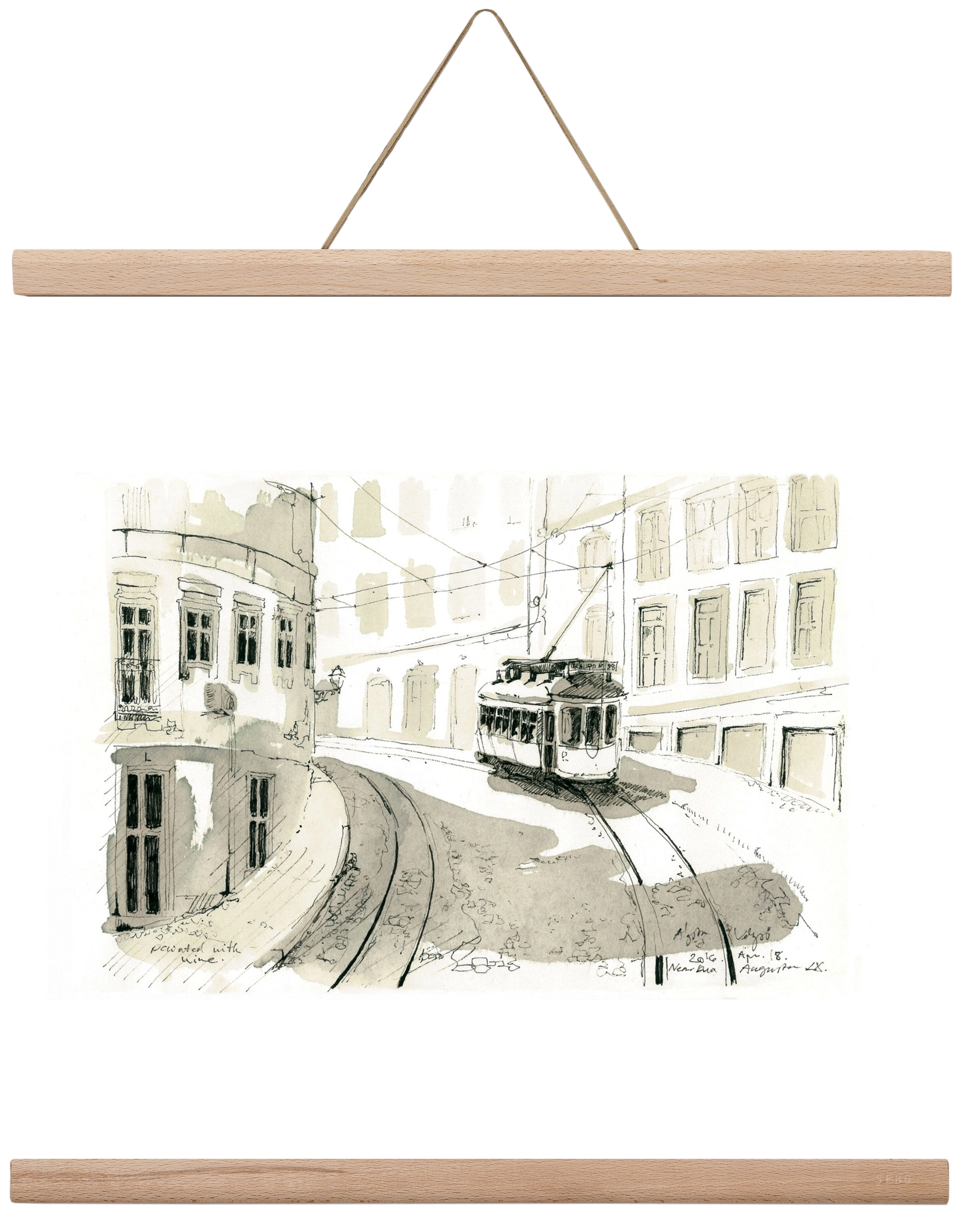 Lisbon Aquarelle No.5, 40x40 cm (40x40 cm), Tölgy akasztó