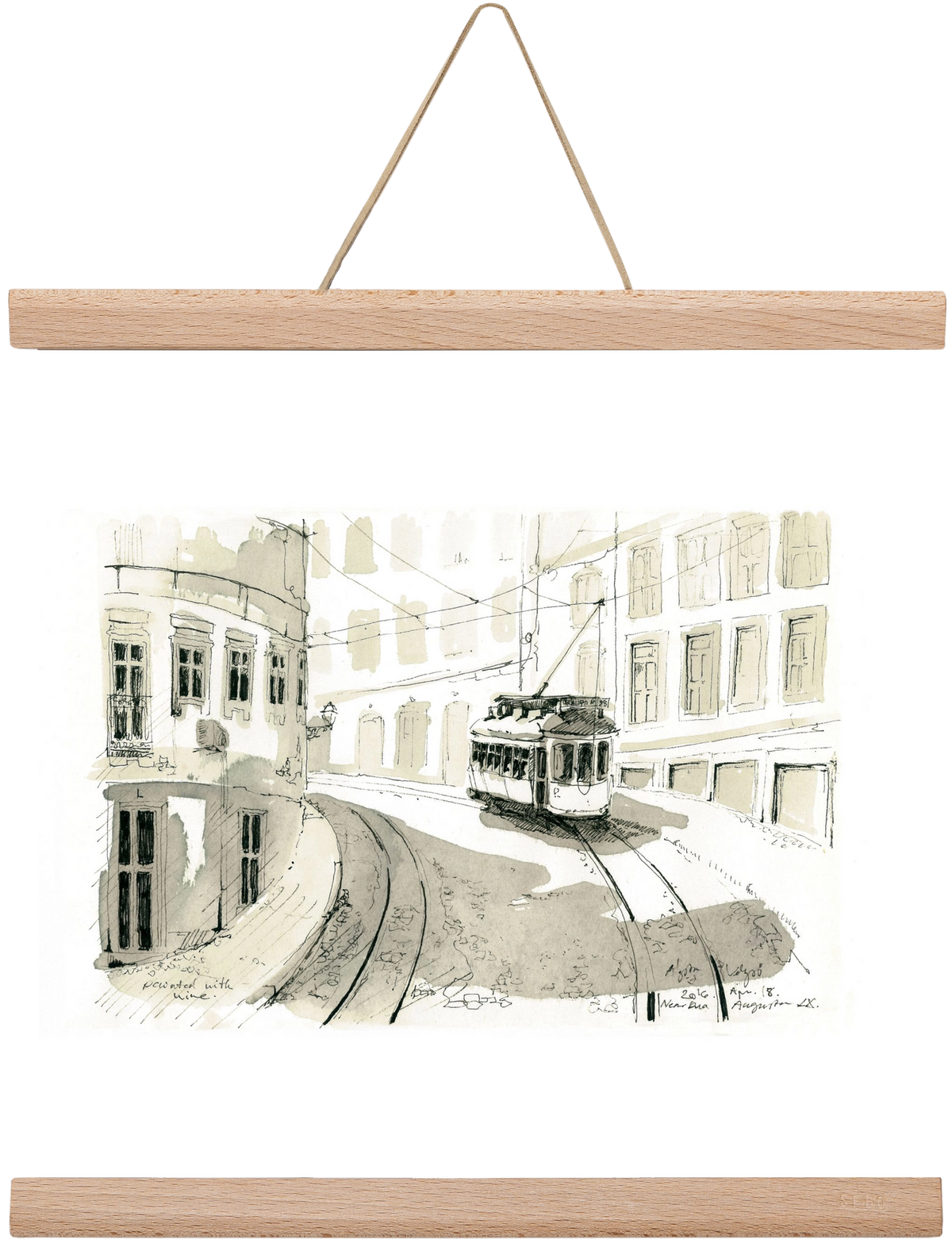 Lisbon Aquarelle No.5, 30x30 cm (30x30 cm), Tölgy akasztó