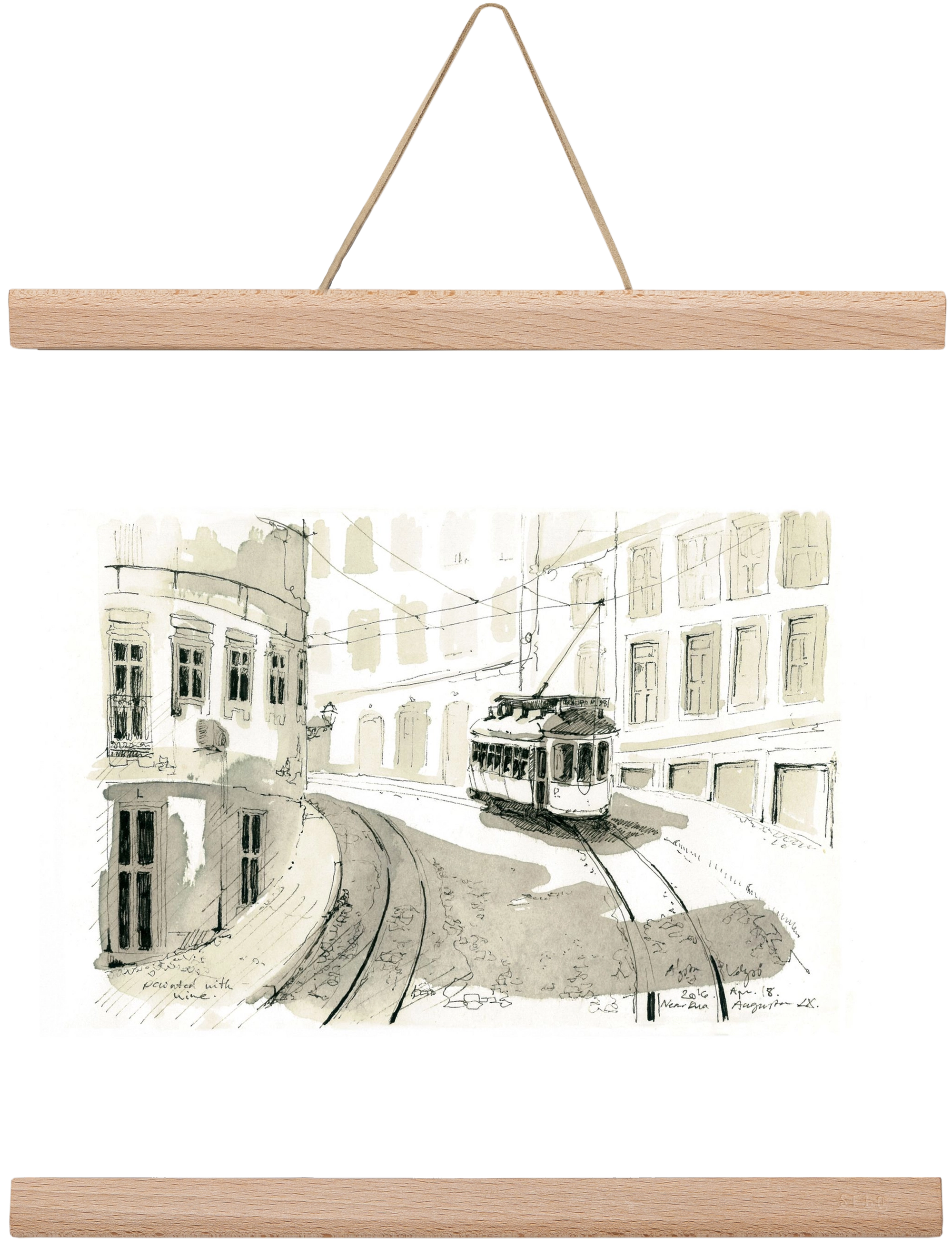 Lisbon Aquarelle No.5, 30x30 cm (30x30 cm), Tölgy akasztó