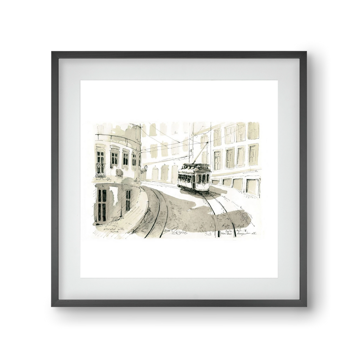 Lisbon Aquarelle No.5, 30x30 cm (20x20 cm), Fekete keret, paszpartuval