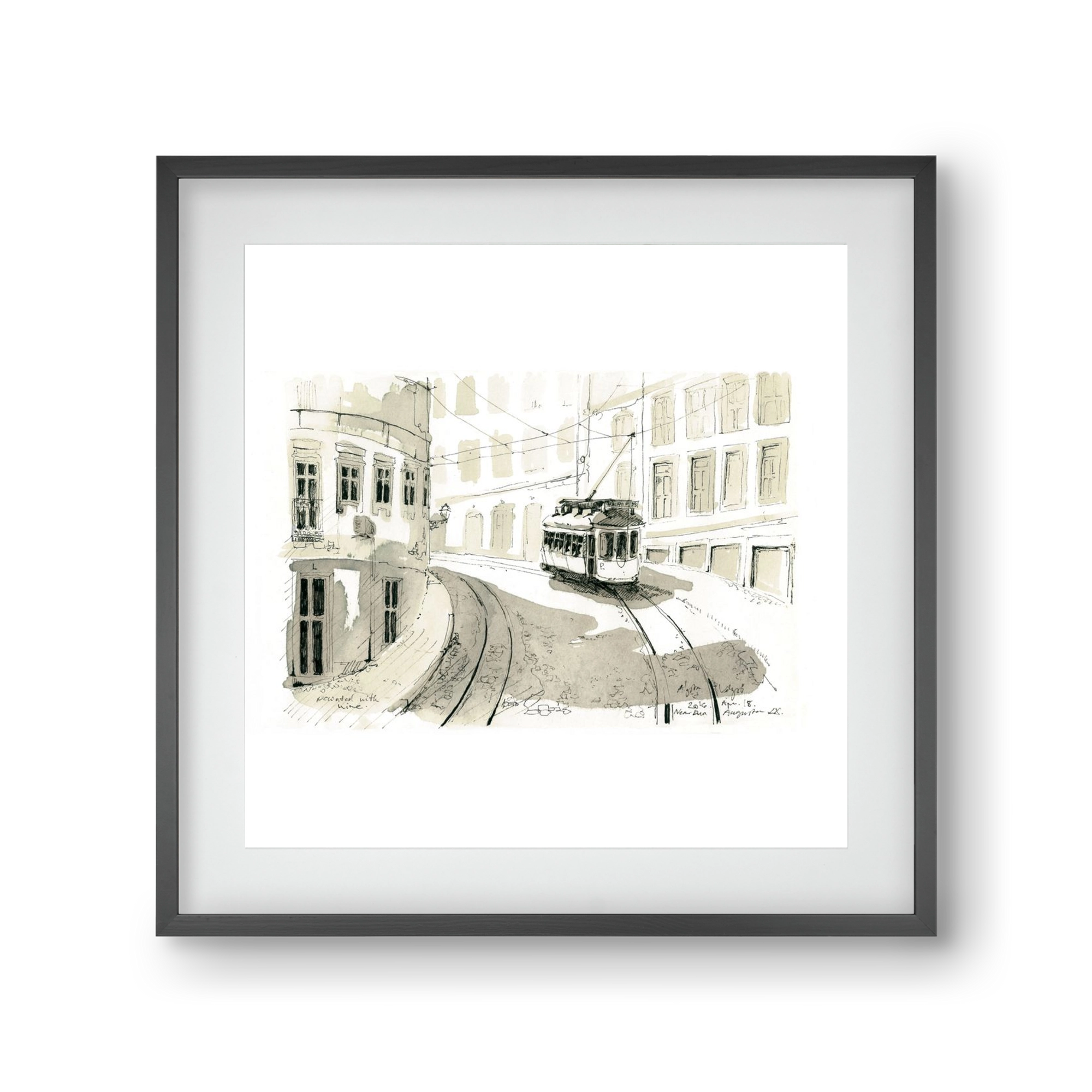 Lisbon Aquarelle No.5, 30x30 cm (20x20 cm), Fekete keret, paszpartuval