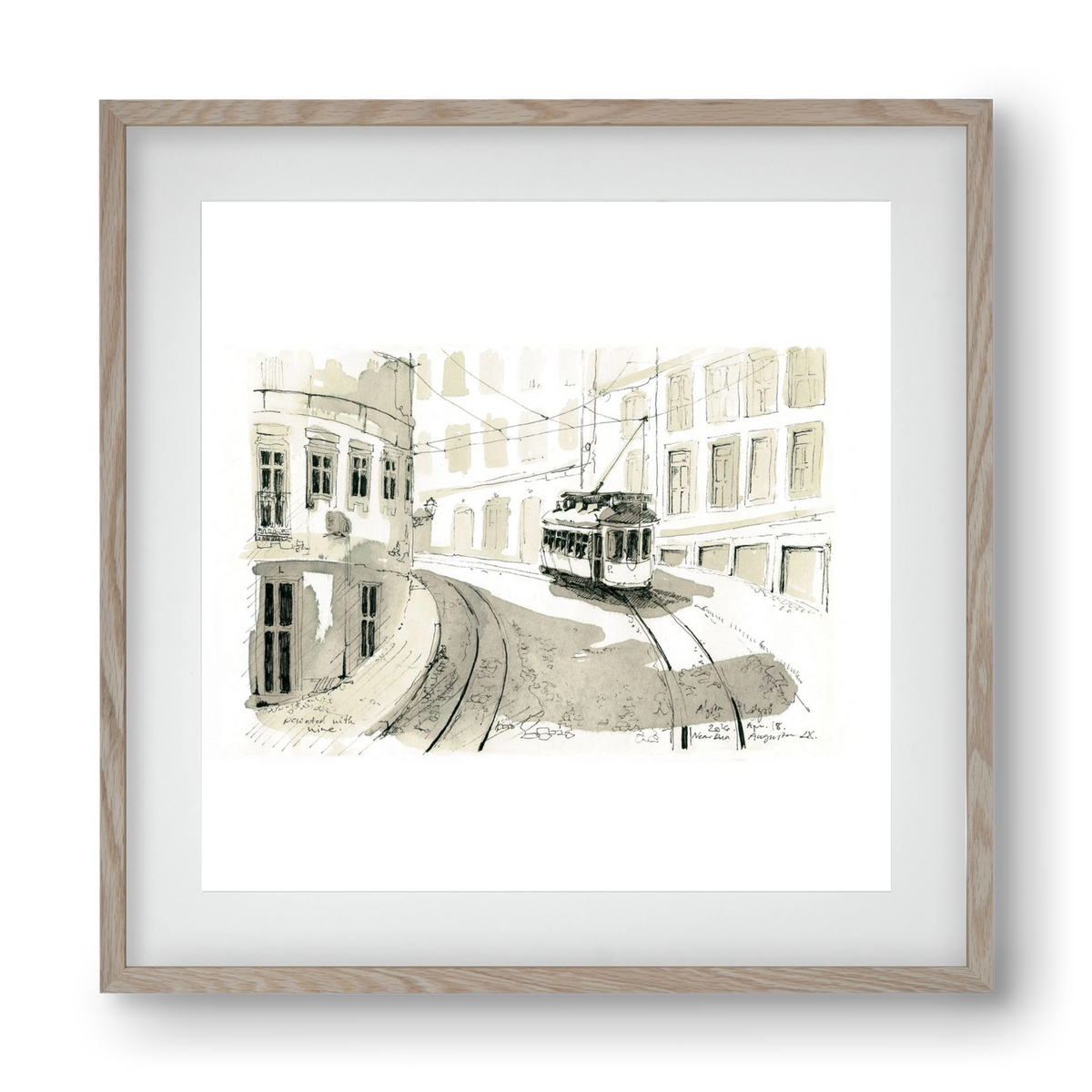 Lisbon Aquarelle No.5, 40x40 cm (30x30 cm), Tölgy keret, paszpartuval