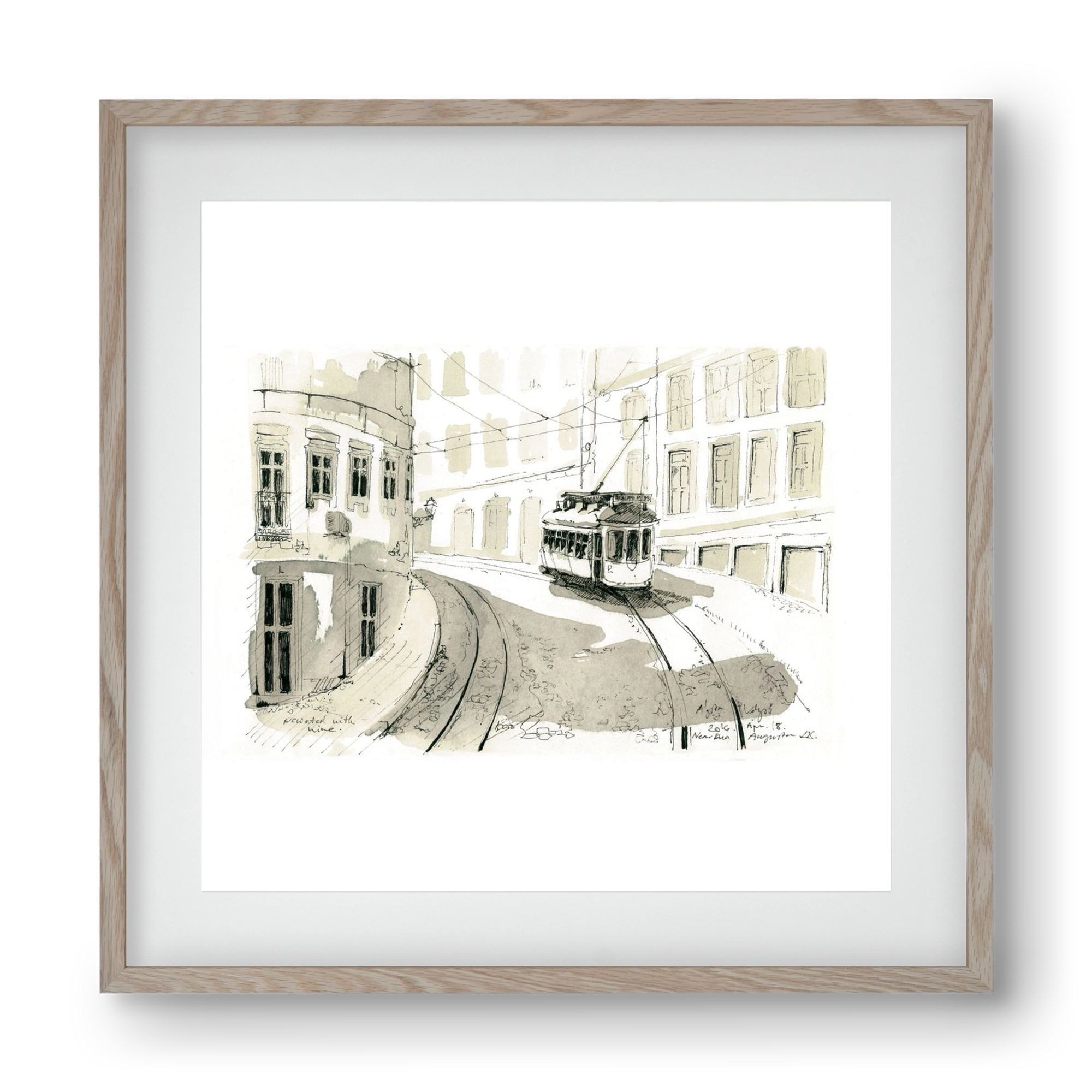 Lisbon Aquarelle No.5, 40x40 cm (30x30 cm), Tölgy keret, paszpartuval