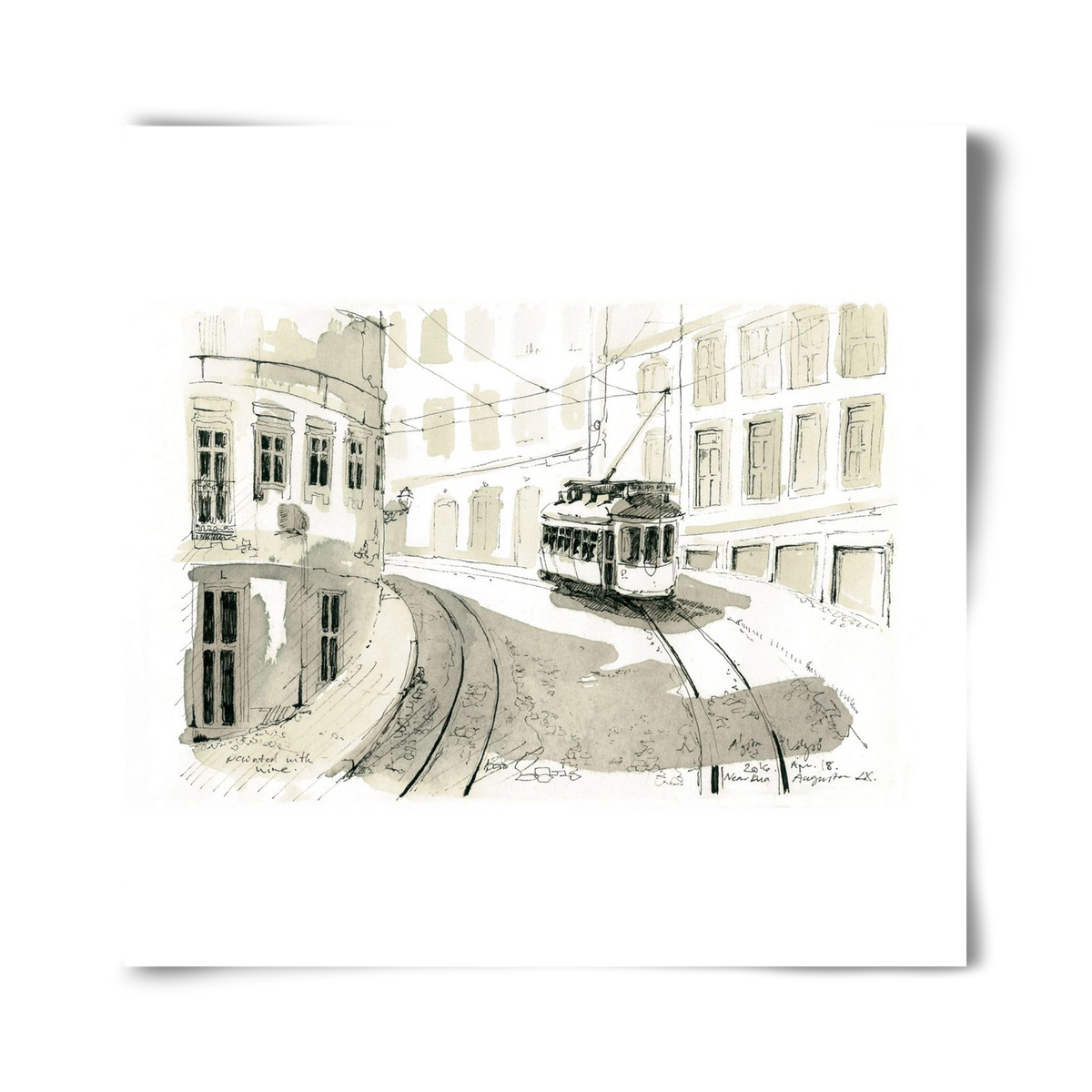 Lisbon Aquarelle No.5, 40x40 cm, Keret nélkül