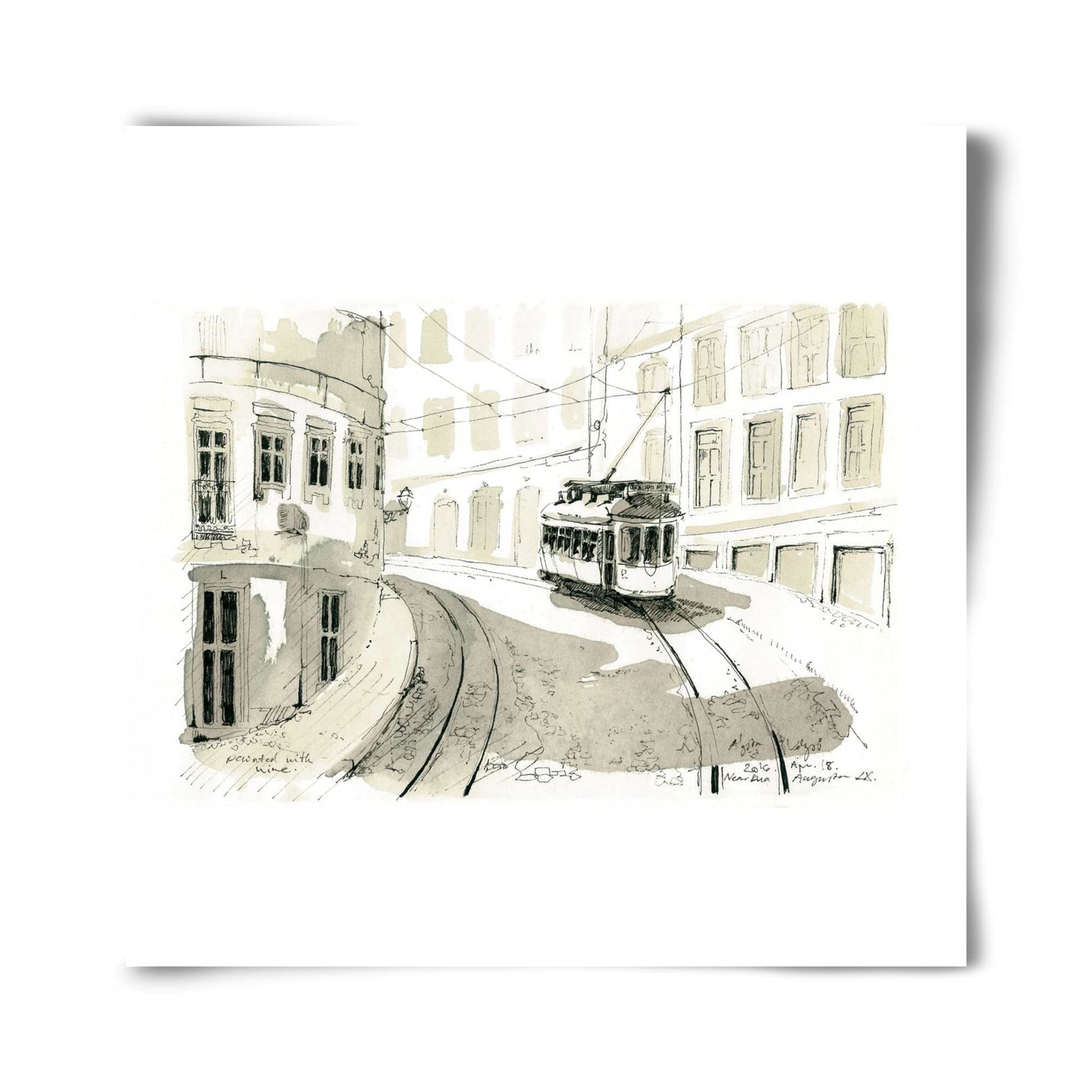 Lisbon Aquarelle No.5, 40x40 cm, Keret nélkül