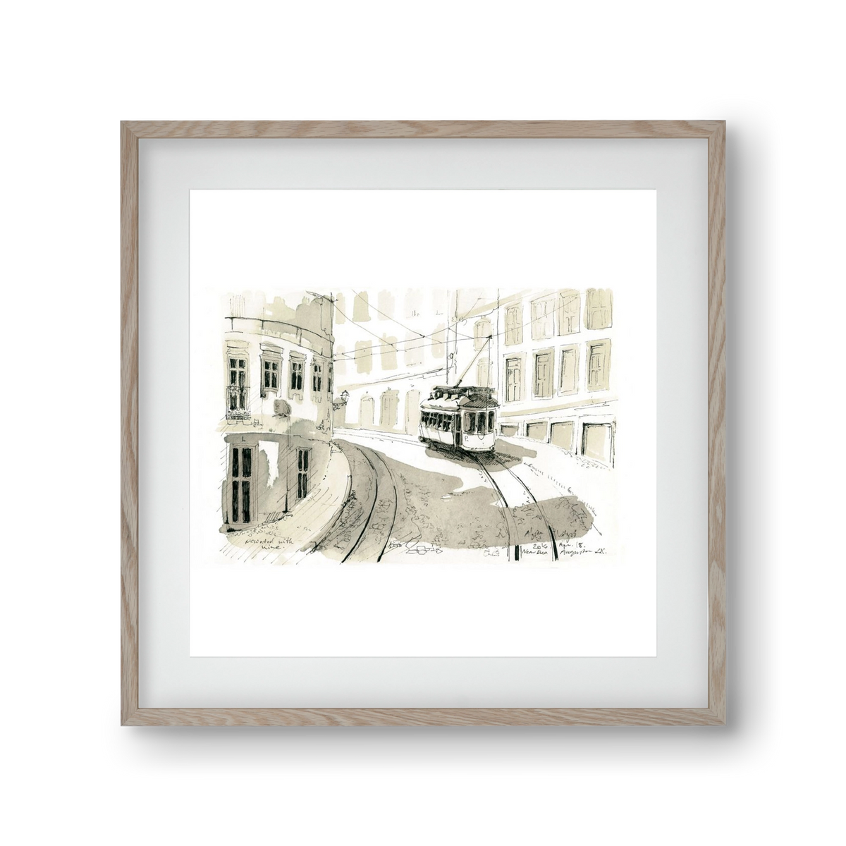 Lisbon Aquarelle No.5, 30x30 cm (20x20 cm), Tölgy keret, paszpartuval